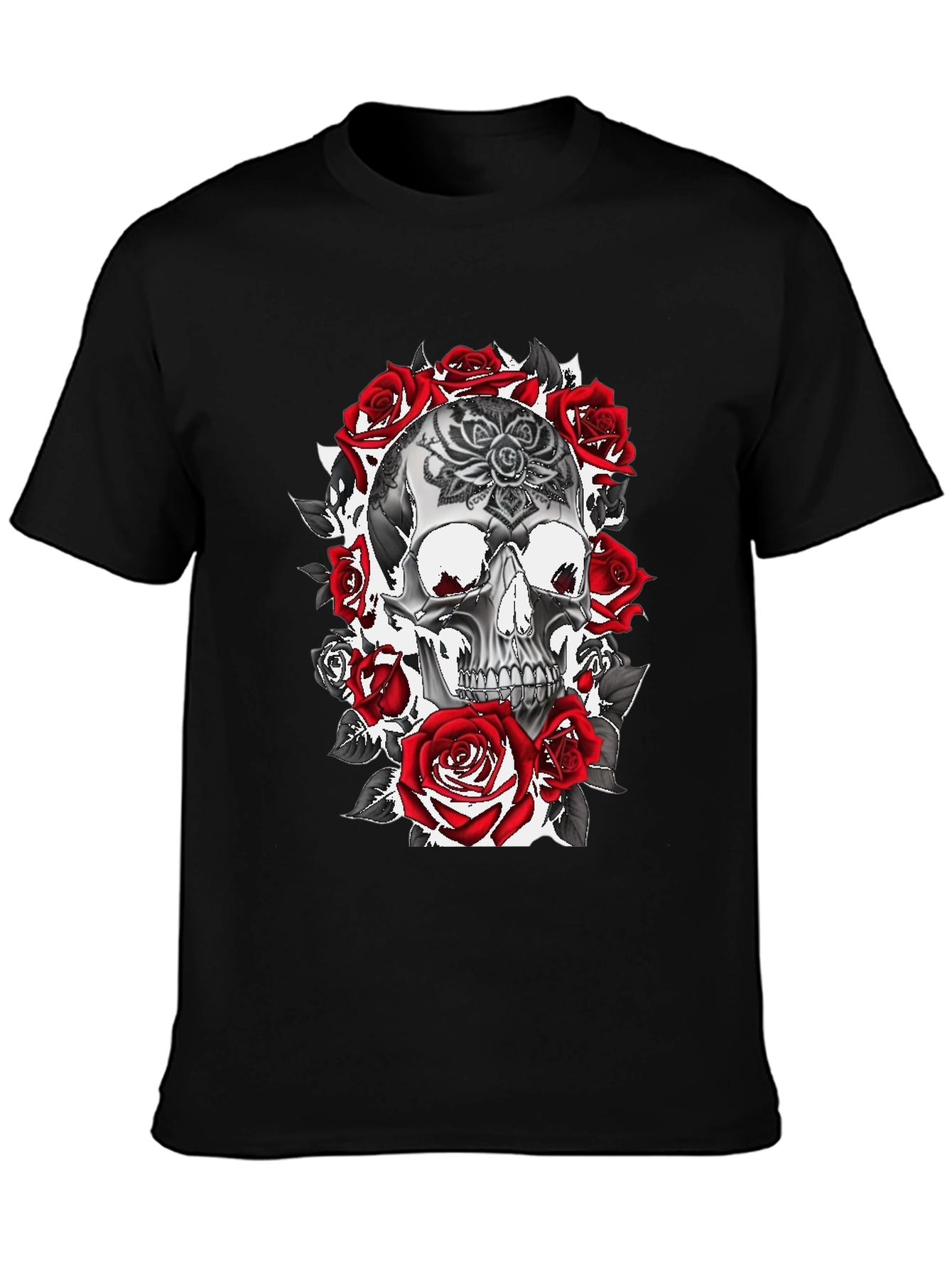Skull & Roses Graphic Tee - Gothic Style