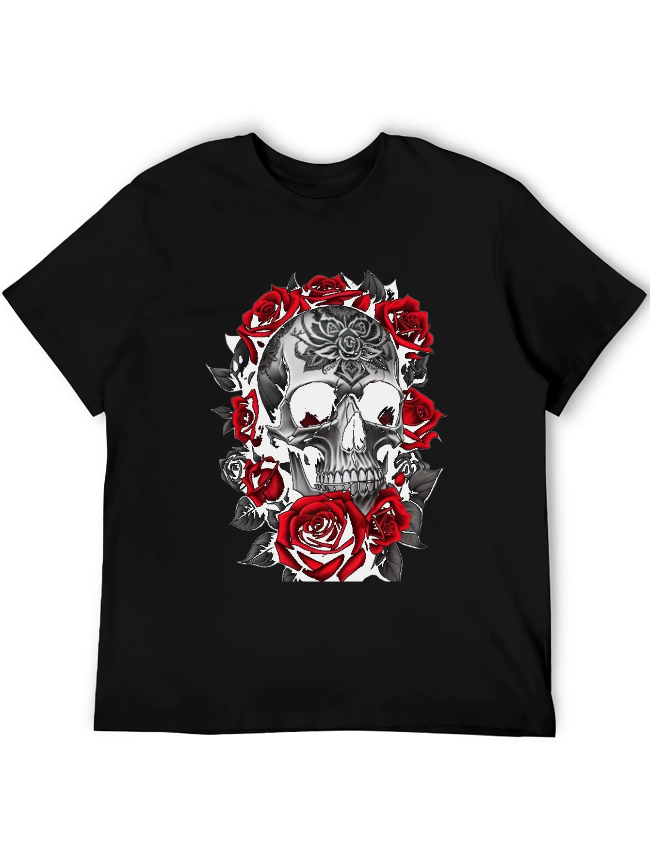 Skull & Roses Graphic Tee - Gothic Style