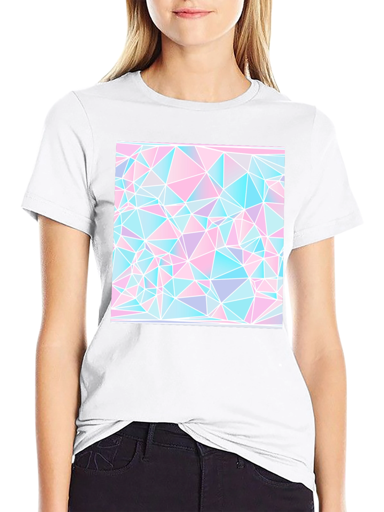 Geometric Triangle Print Black Tee