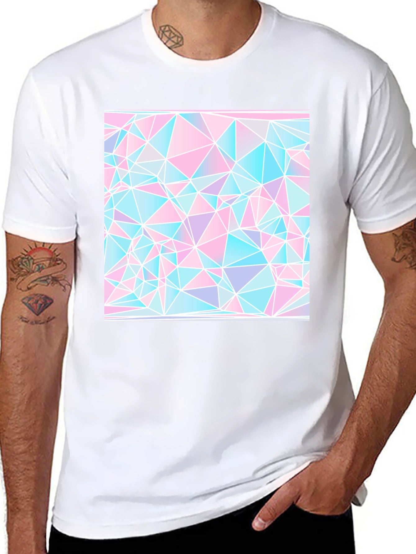 Geometric Triangle Print Black Tee