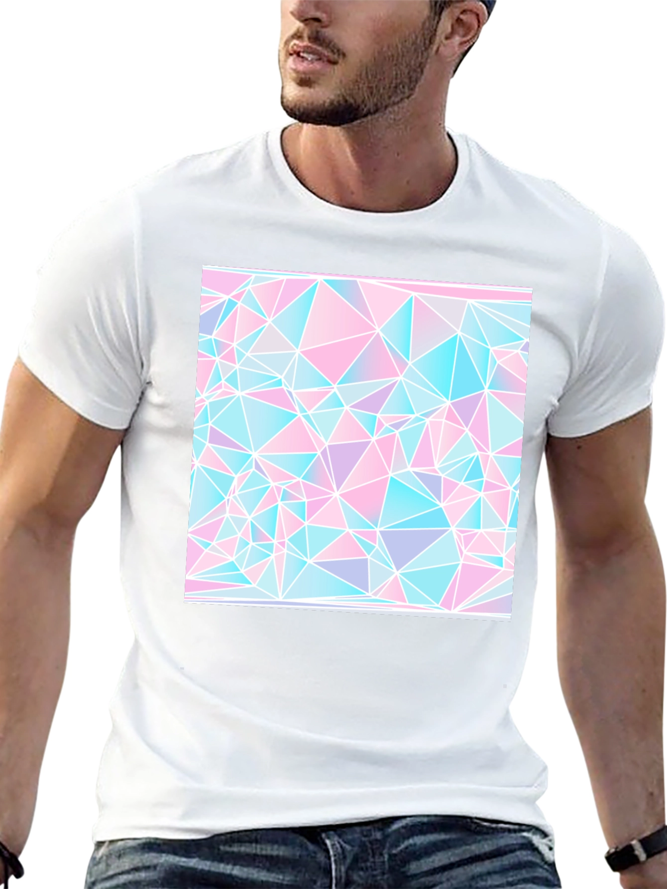 Geometric Triangle Print Black Tee