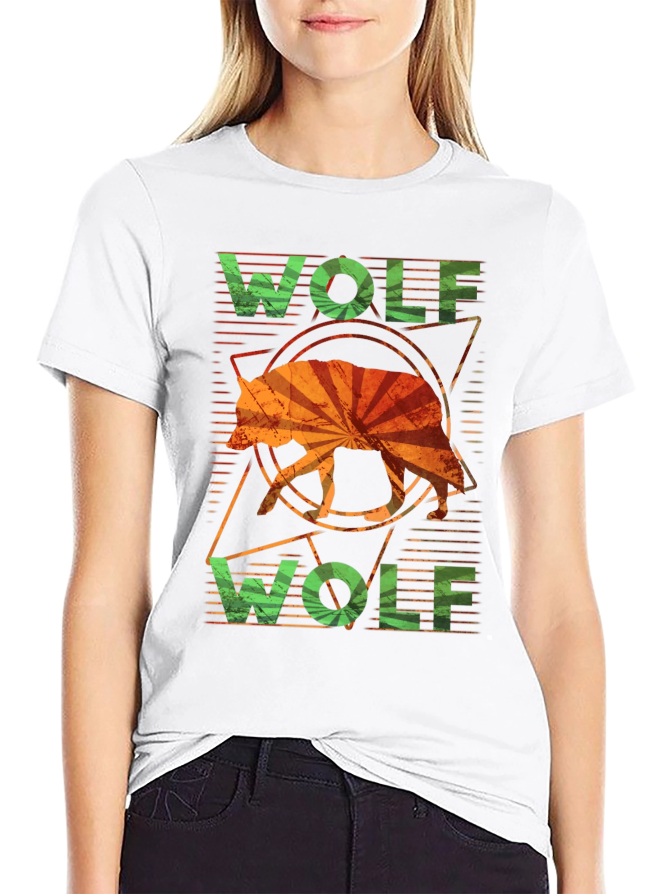 Geometric Wolf Graphic Tee - Stylish Mens Casual T-Shirt