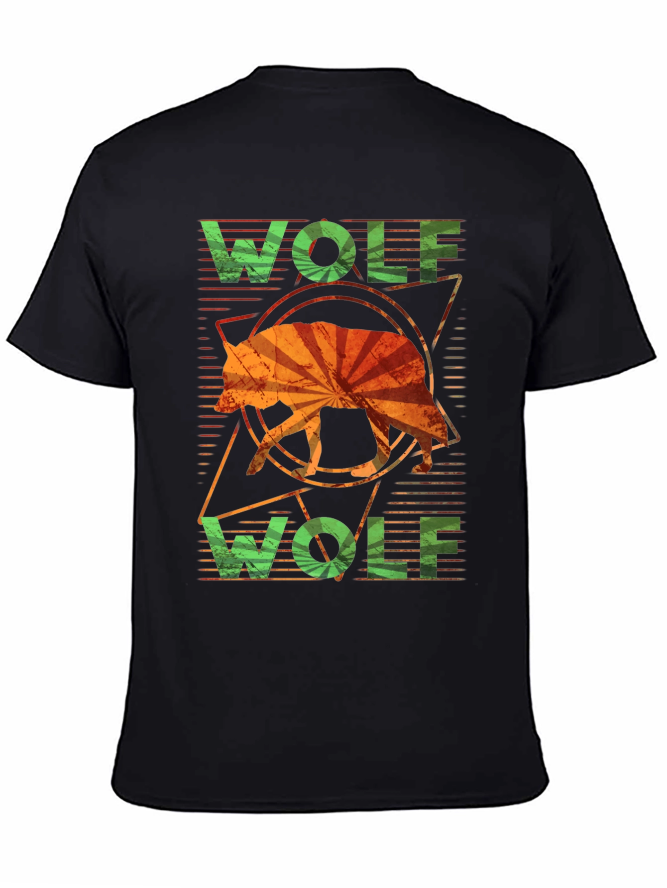 Geometric Wolf Graphic Tee - Stylish Mens Casual T-Shirt