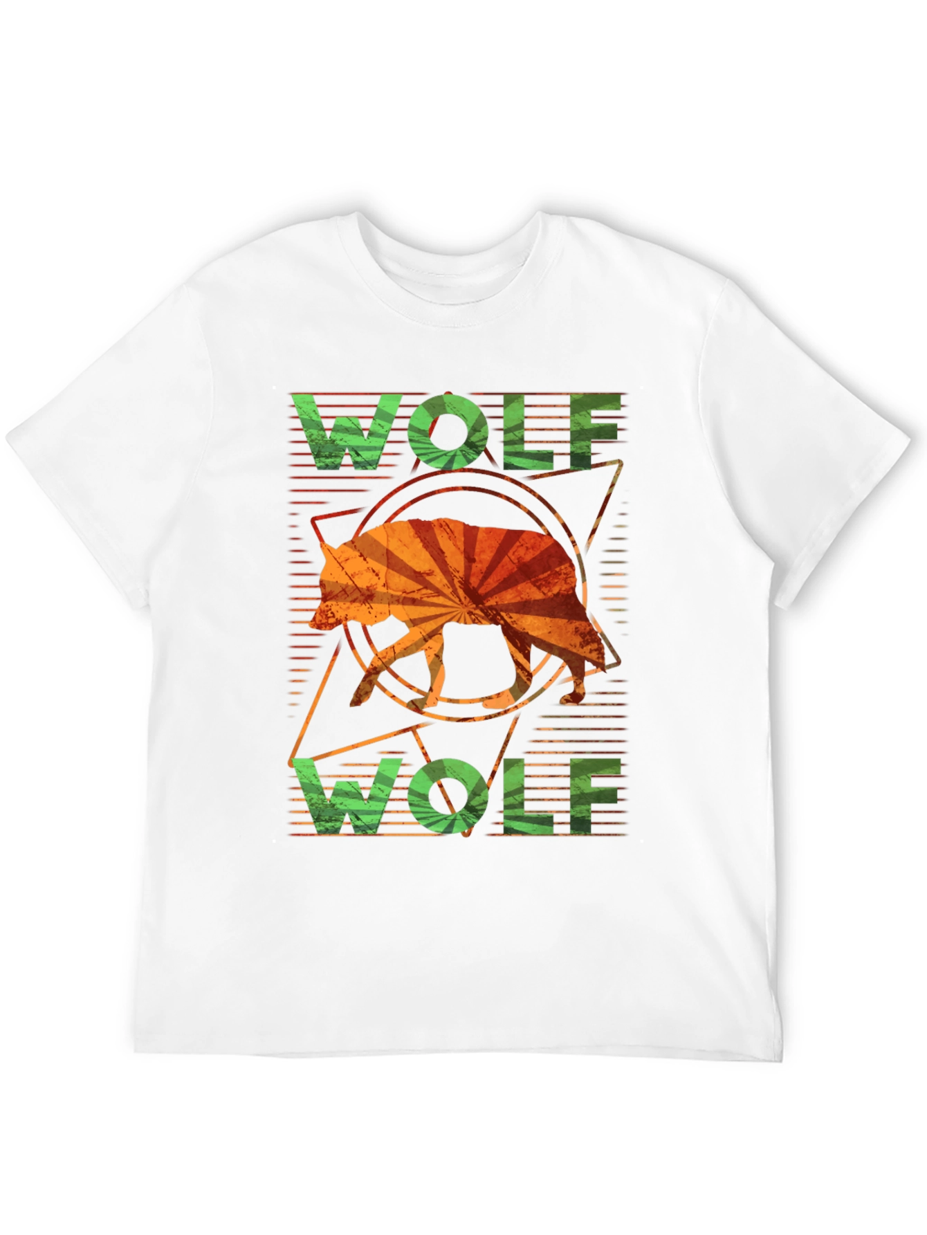 Geometric Wolf Graphic Tee - Stylish Mens Casual T-Shirt