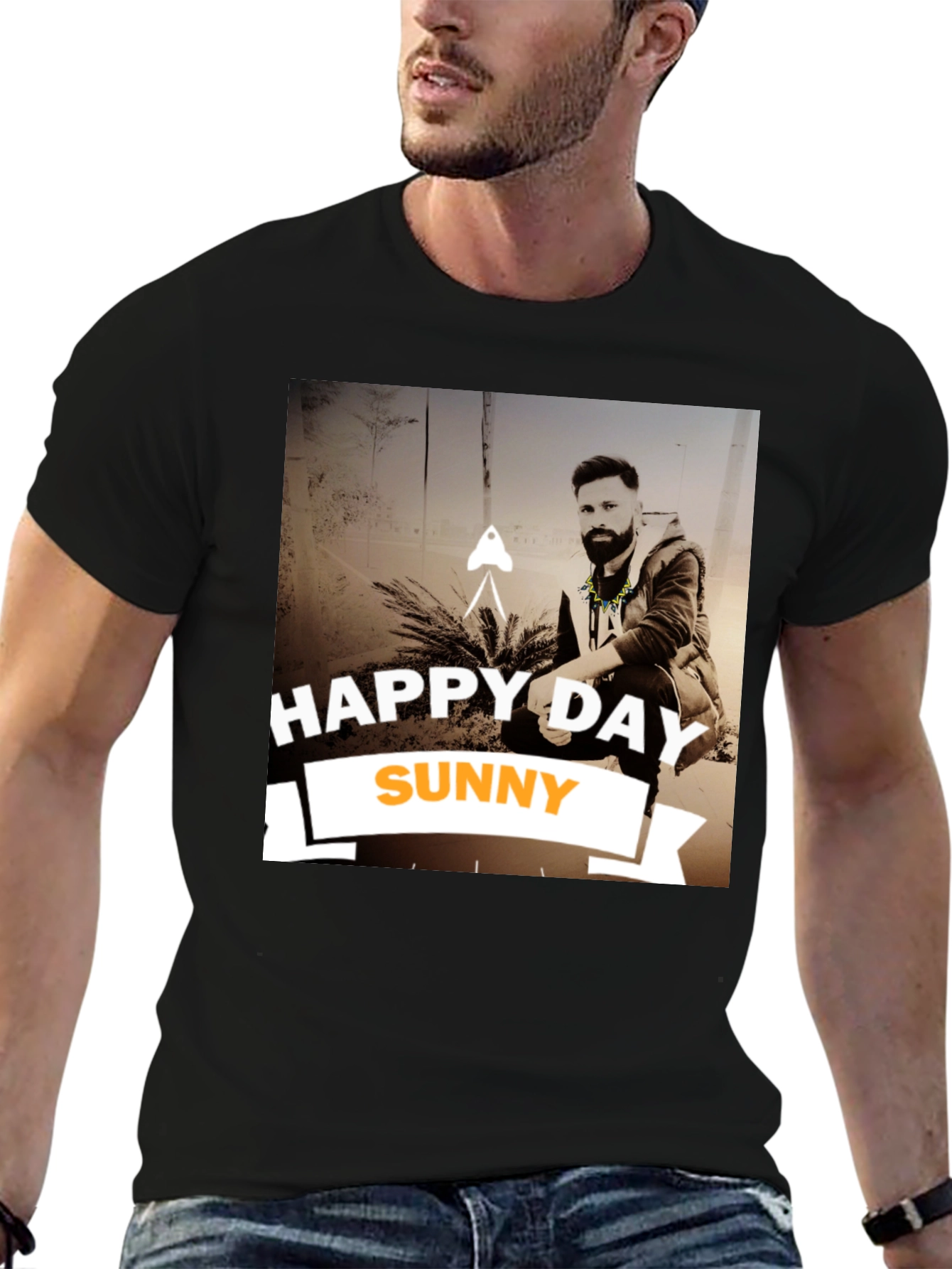 Happy Day Sunny Black Graphic T-Shirt