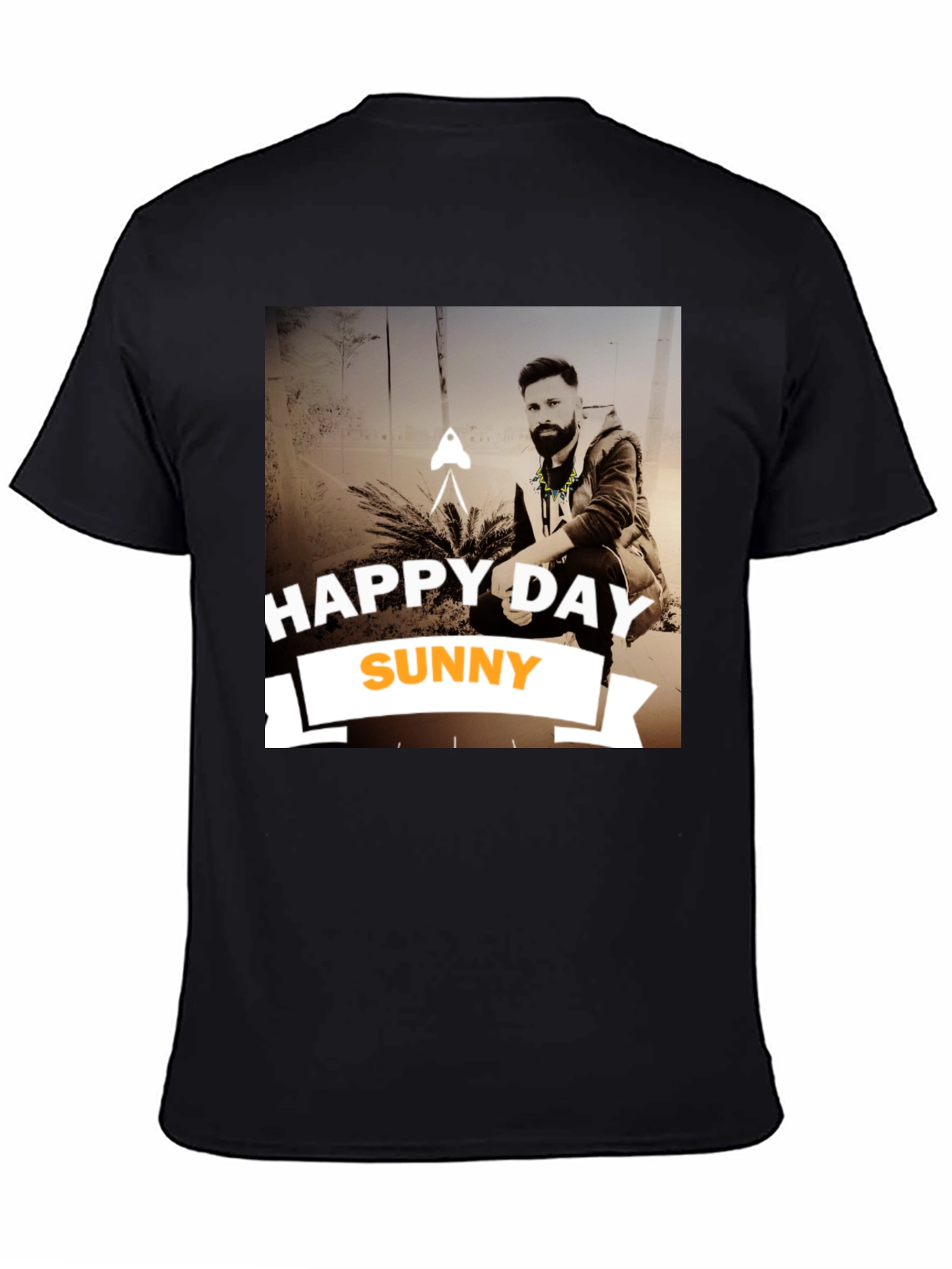 Happy Day Sunny Black Graphic T-Shirt
