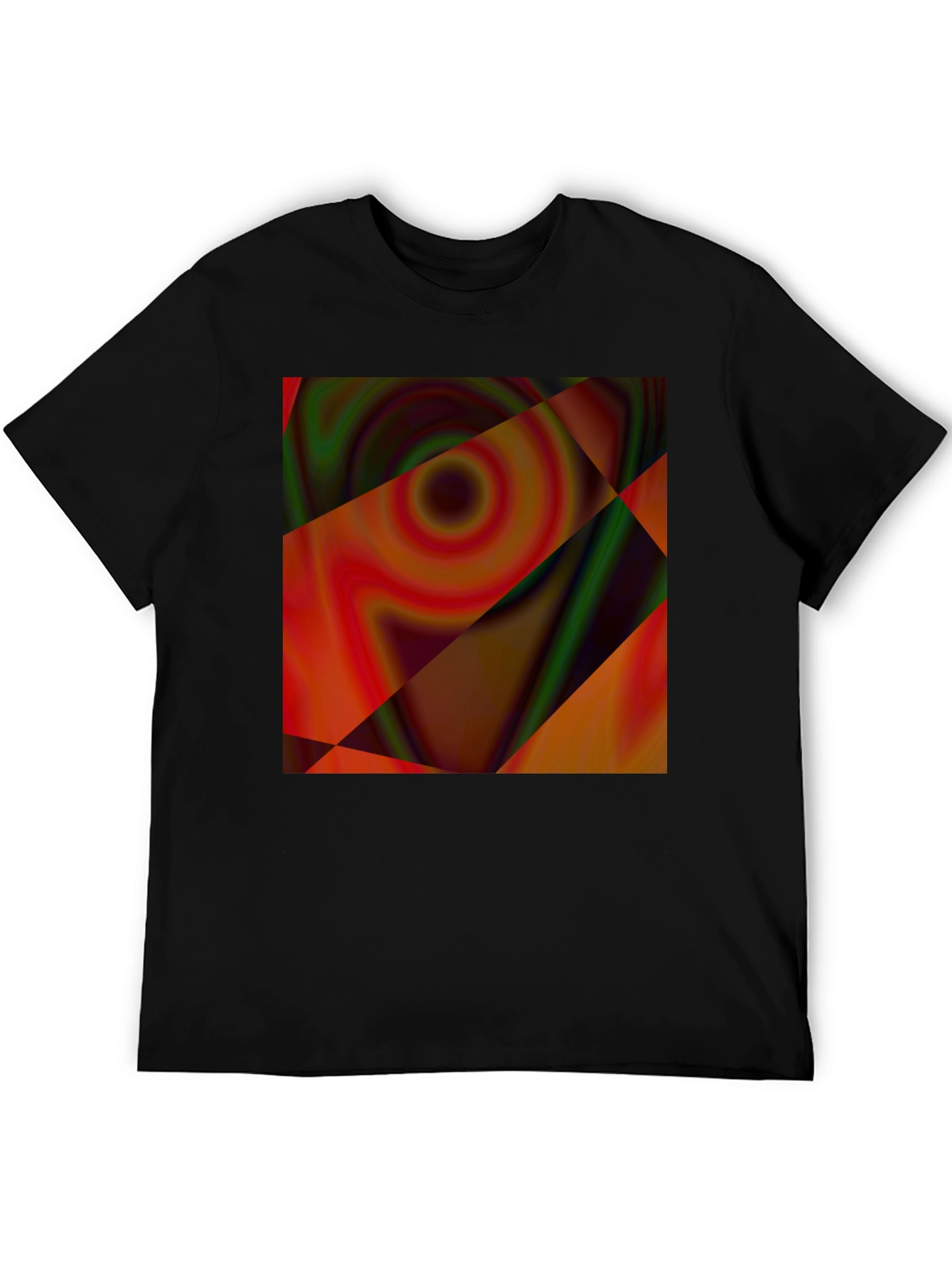 Abstract Geometric Swirl Graphic Tee - Black