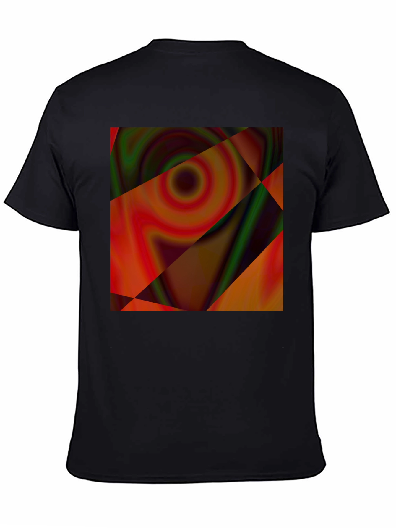 Abstract Geometric Swirl Graphic Tee - Black