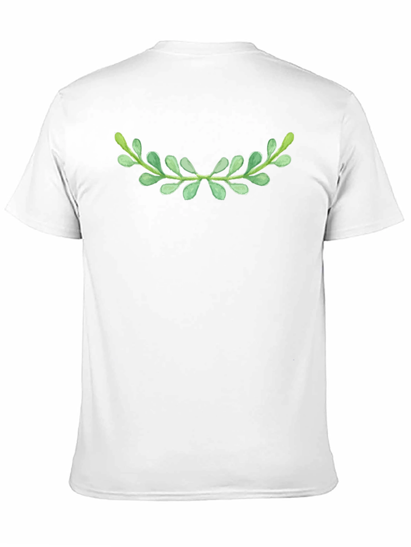 Green Laurel Leaf Black T-Shirt