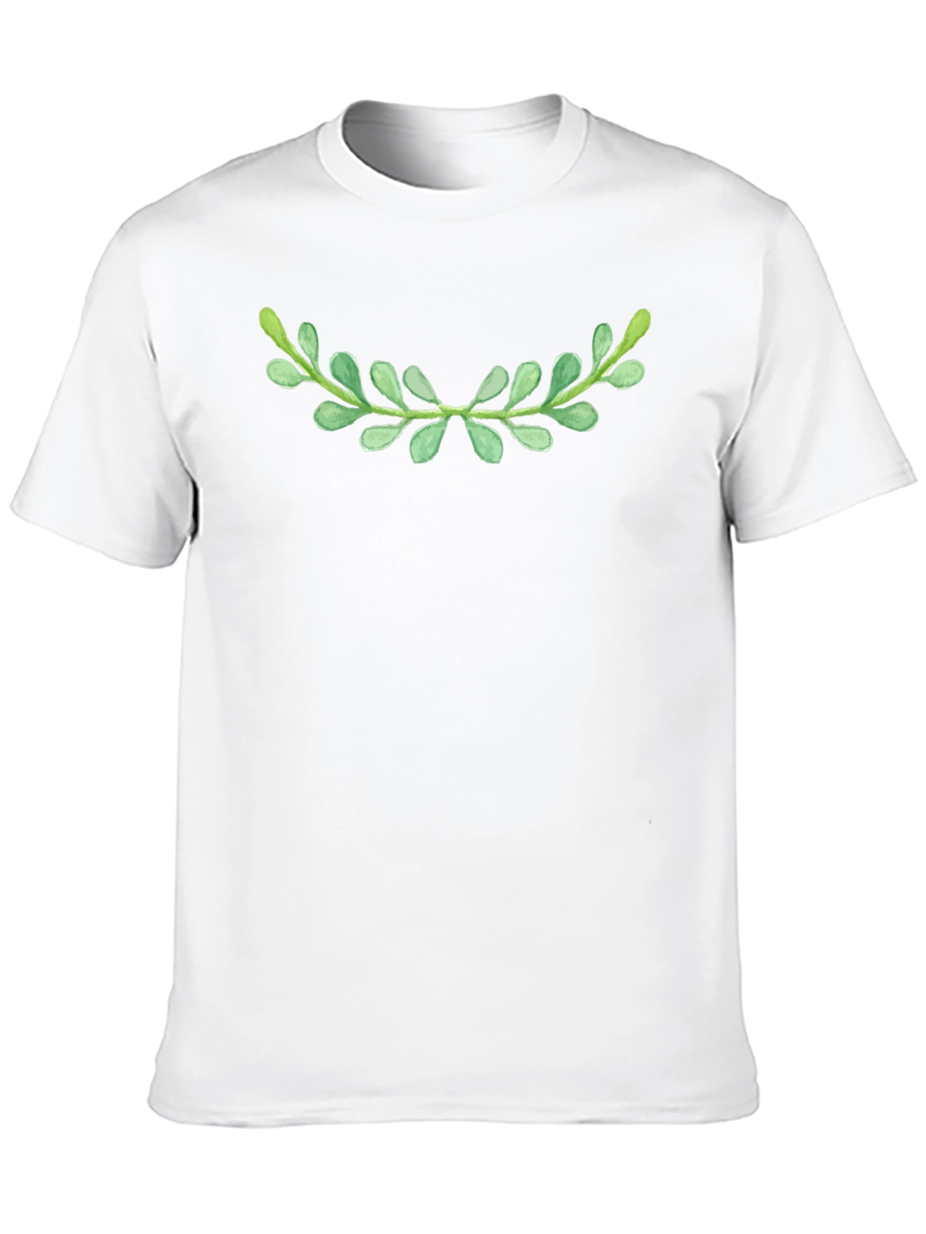 Green Laurel Leaf Black T-Shirt