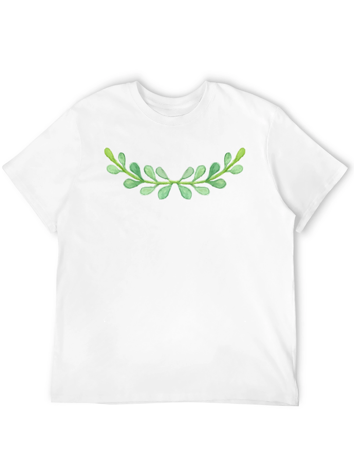 Green Laurel Leaf Black T-Shirt