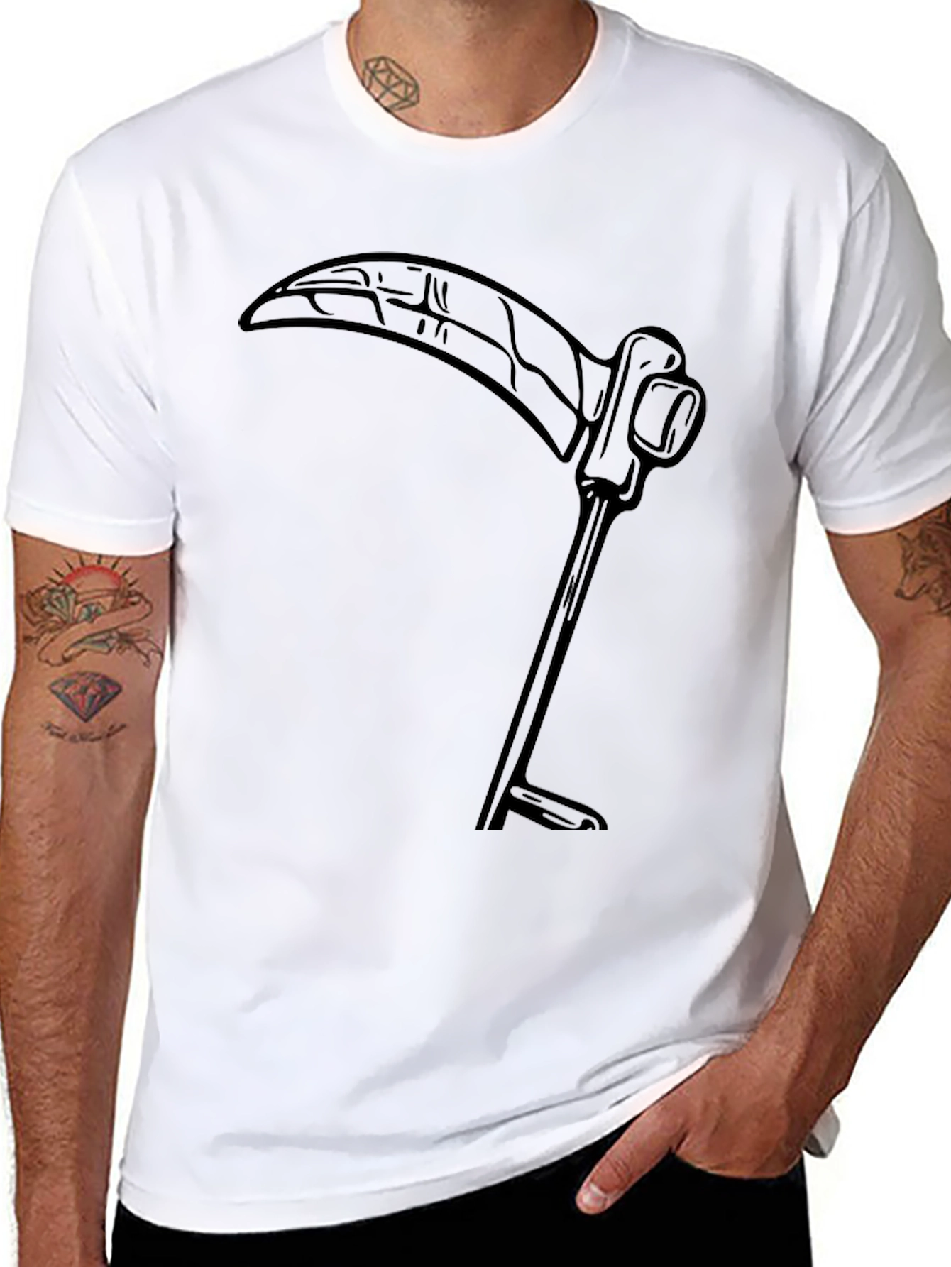 Grim Reaper Scythe Graphic T-Shirt - Black
