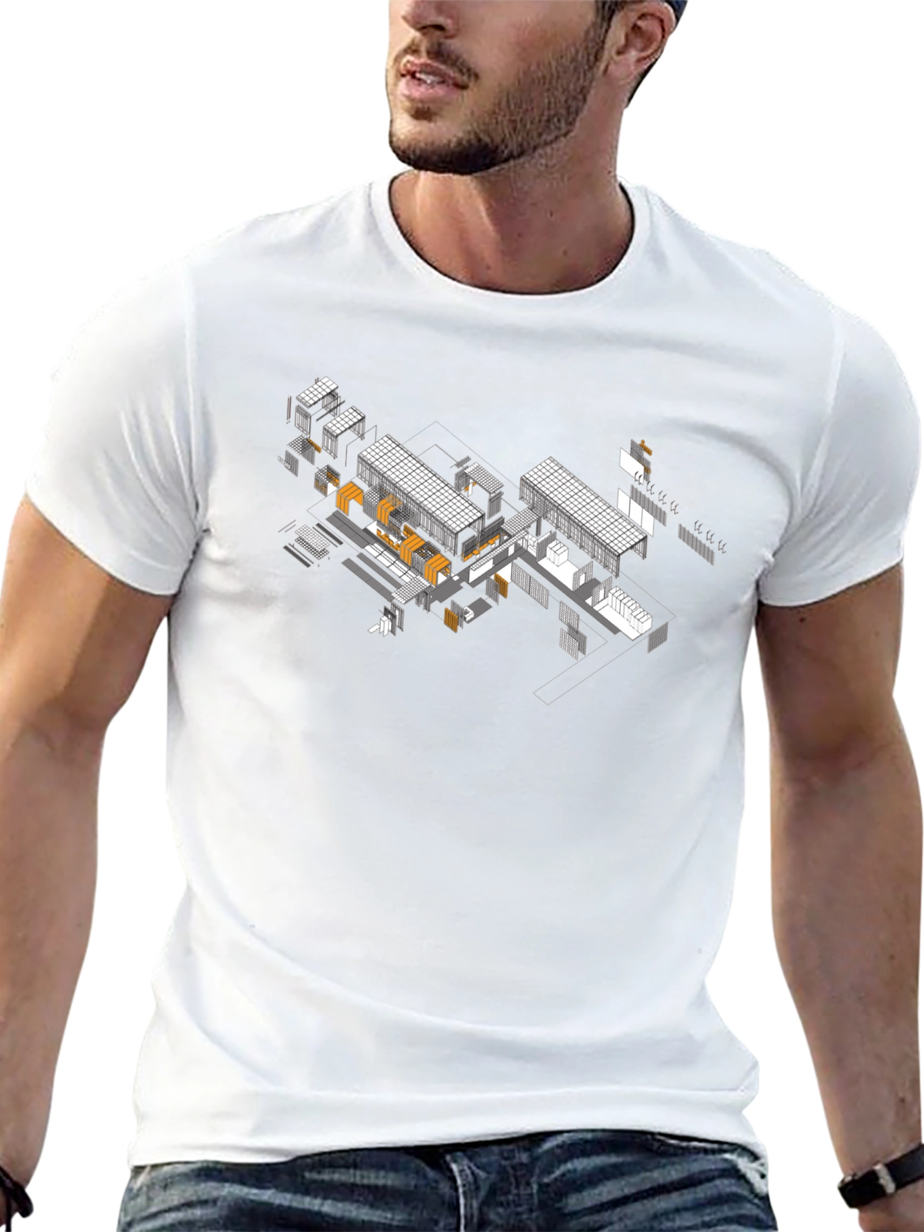 Architectural Isometric Design Black T-Shirt
