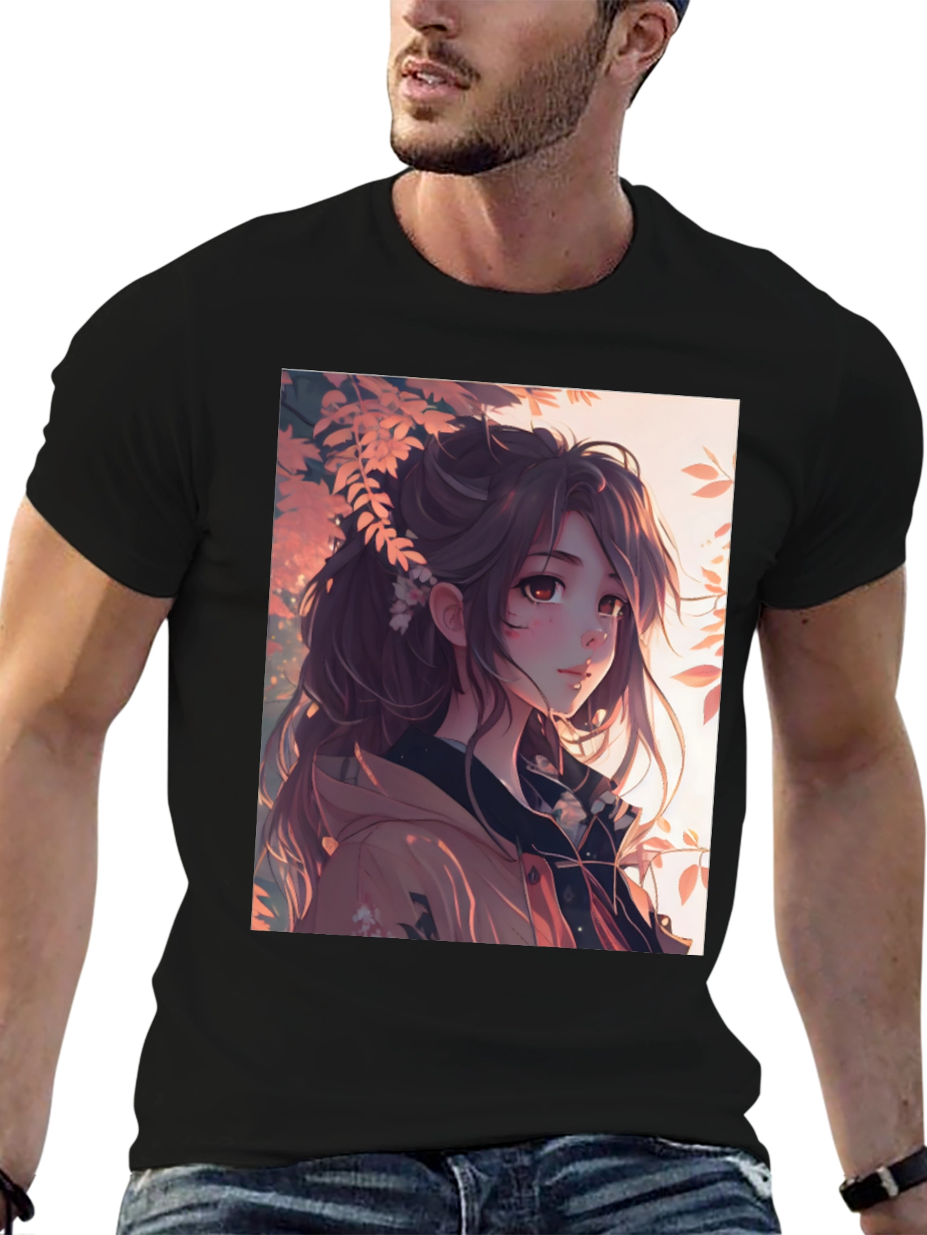 Anime Girl Graphic Black T-Shirt
