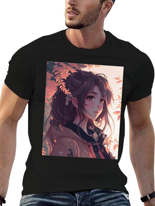 Anime Girl Graphic Black T-Shirt