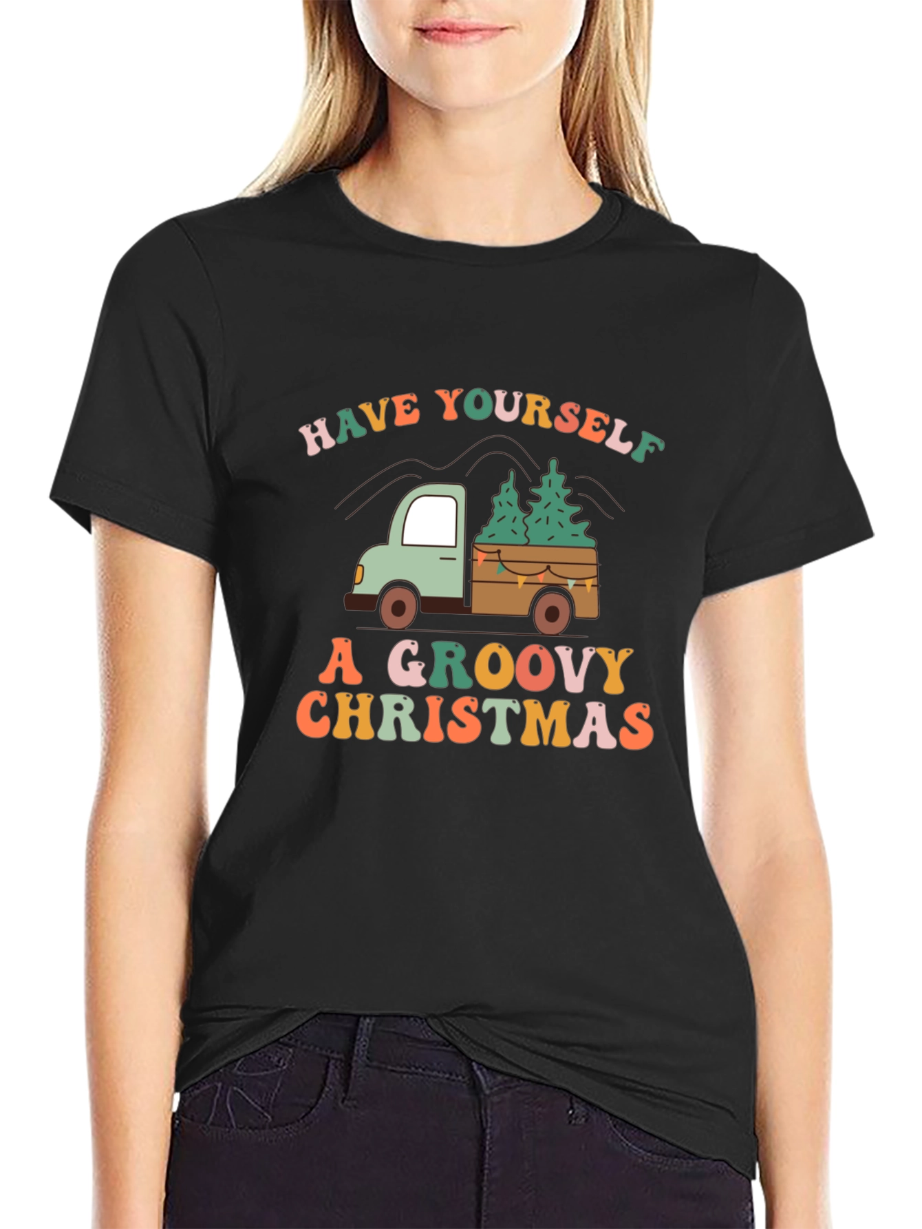 Groovy Christmas Truck Graphic Tee