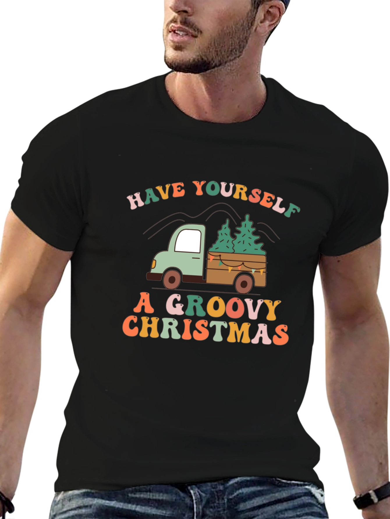 Groovy Christmas Truck Graphic Tee