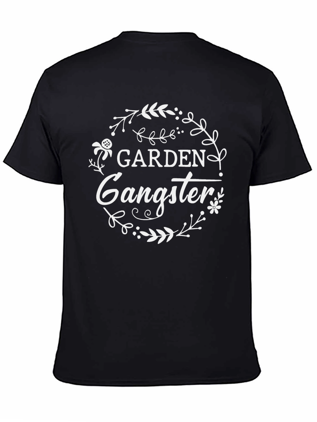 Garden Gangster Graphic Tee - Black Cotton T-Shirt