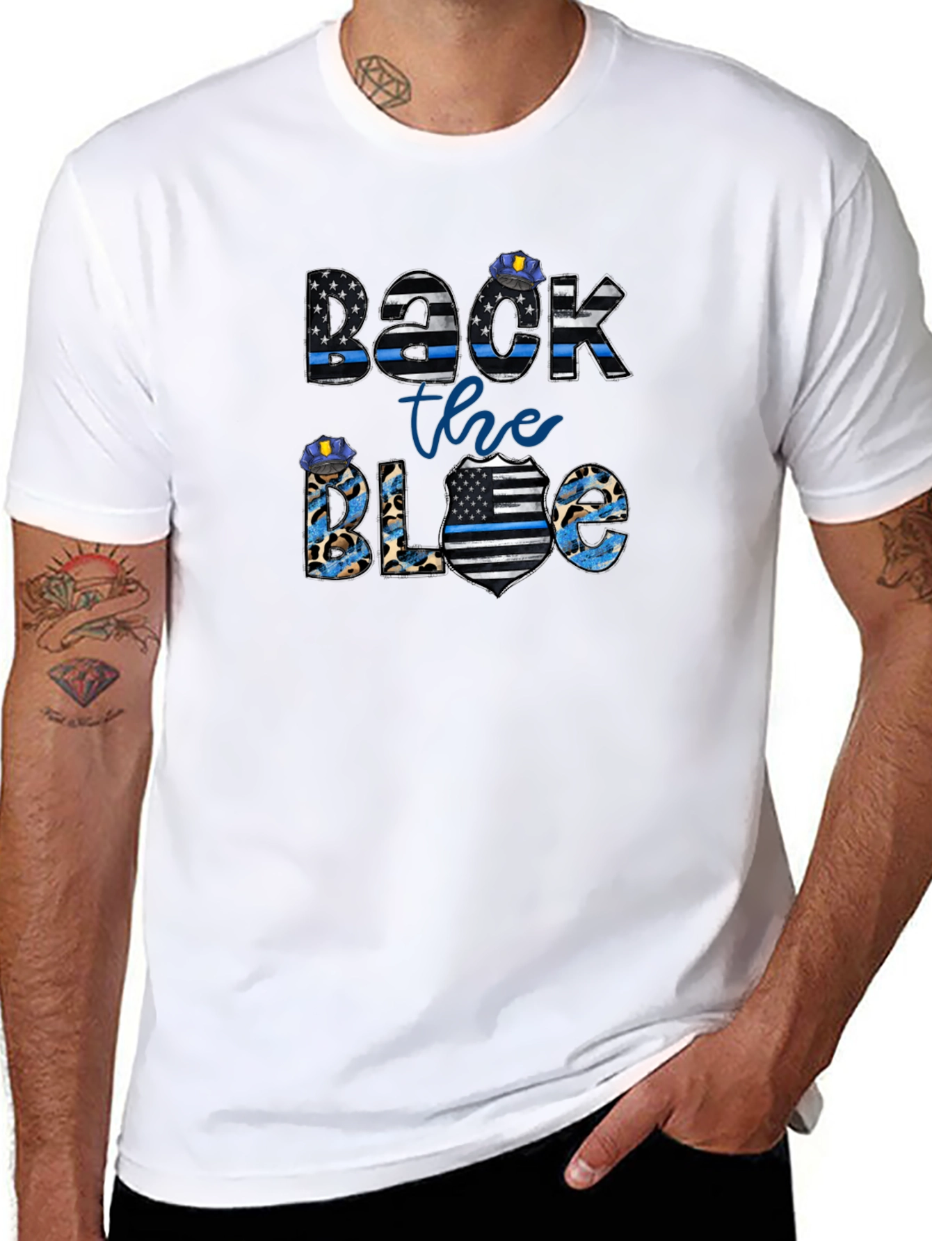 Back the Blue T-Shirt Police Support Graphic Tee