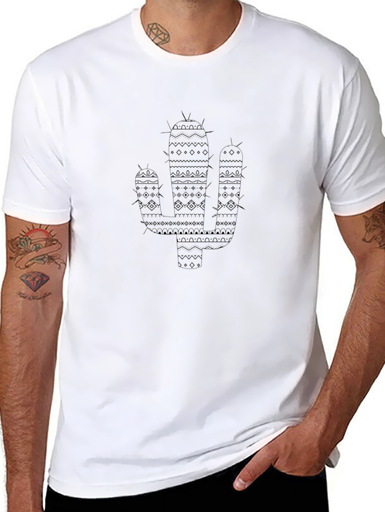 Black Cactus Graphic Tee - Desert Style