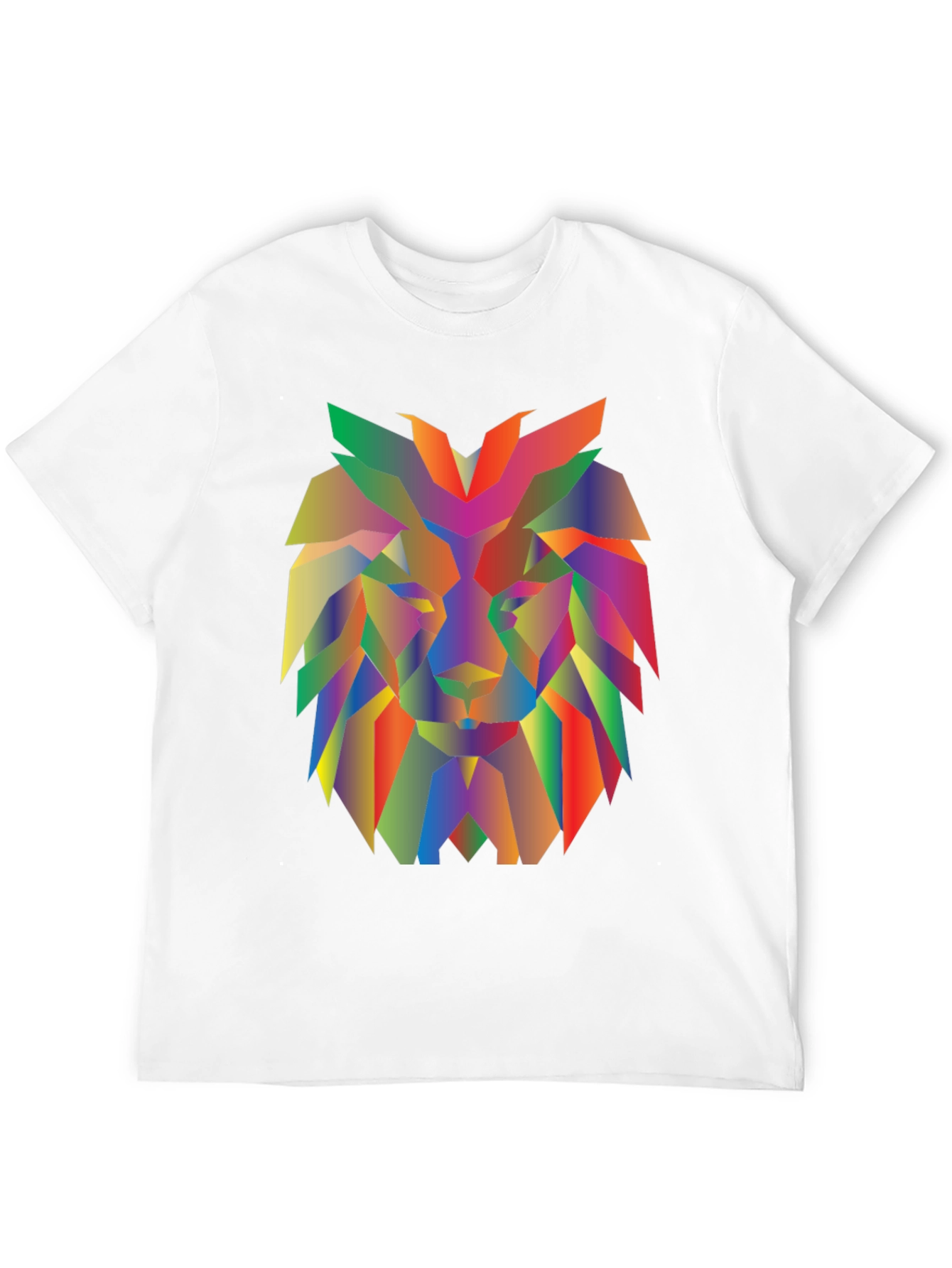 Geometric Lion Graphic Tee - Modern Mens Black T-Shirt