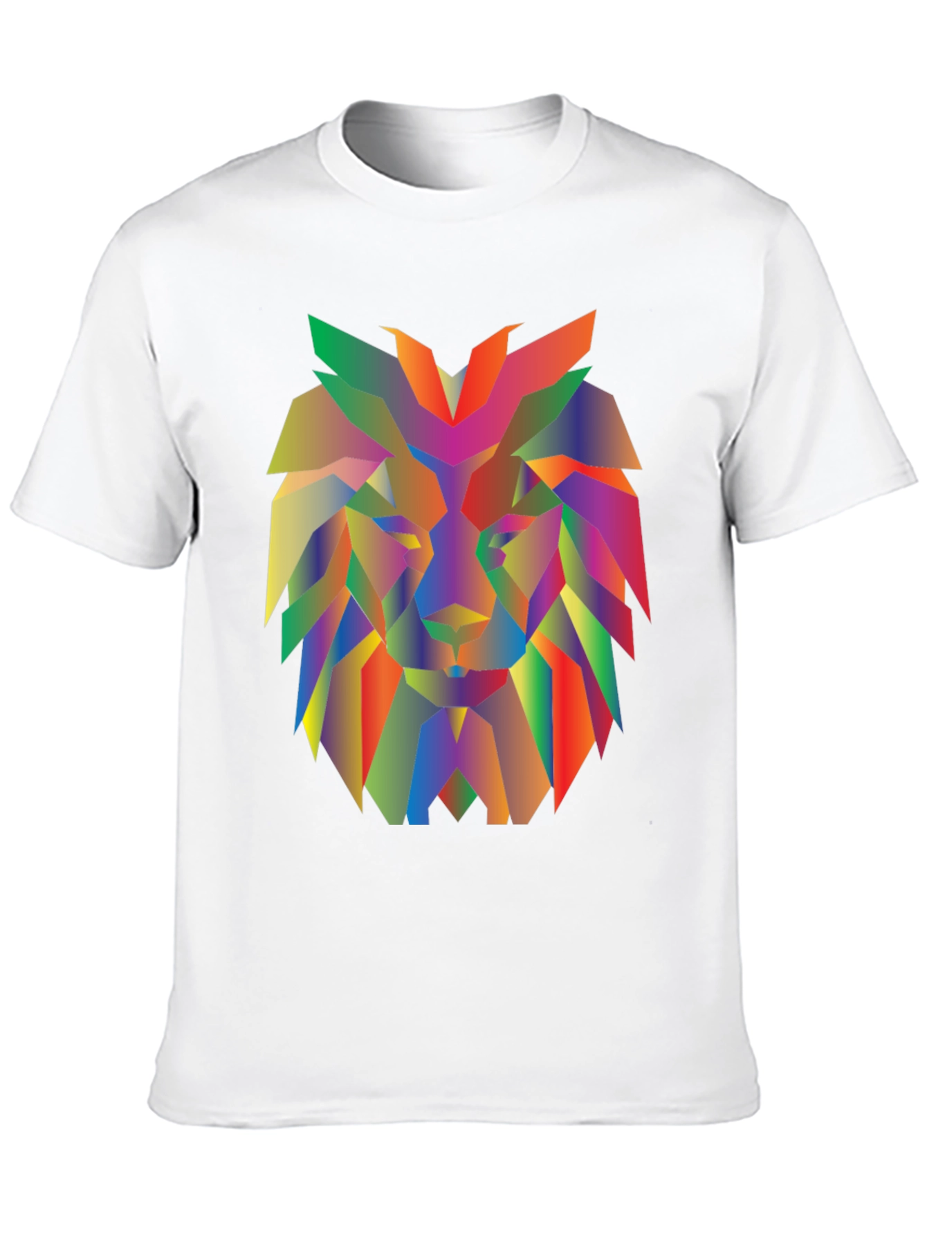 Geometric Lion Graphic Tee - Modern Mens Black T-Shirt