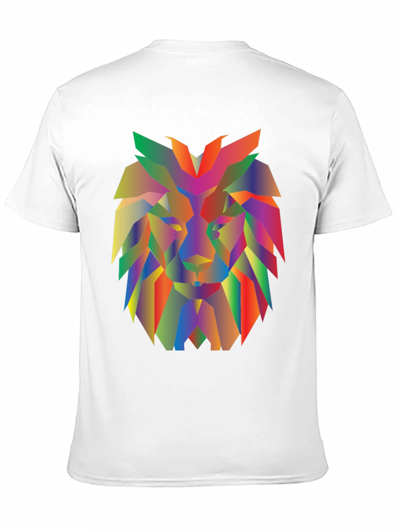Geometric Lion Graphic Tee - Modern Mens Black T-Shirt