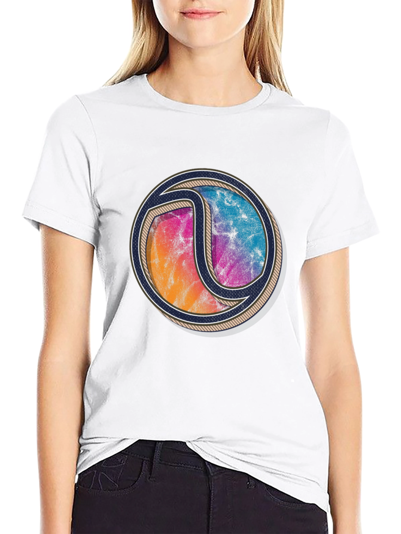Abstract Circle Graphic Print Crew Neck T-Shirt