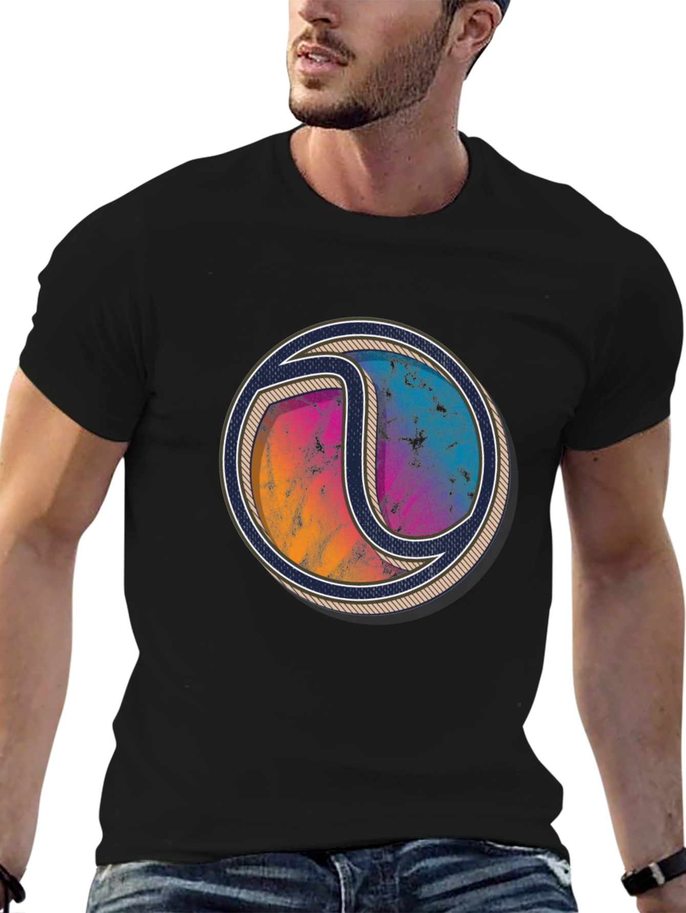 Abstract Circle Graphic Print Crew Neck T-Shirt