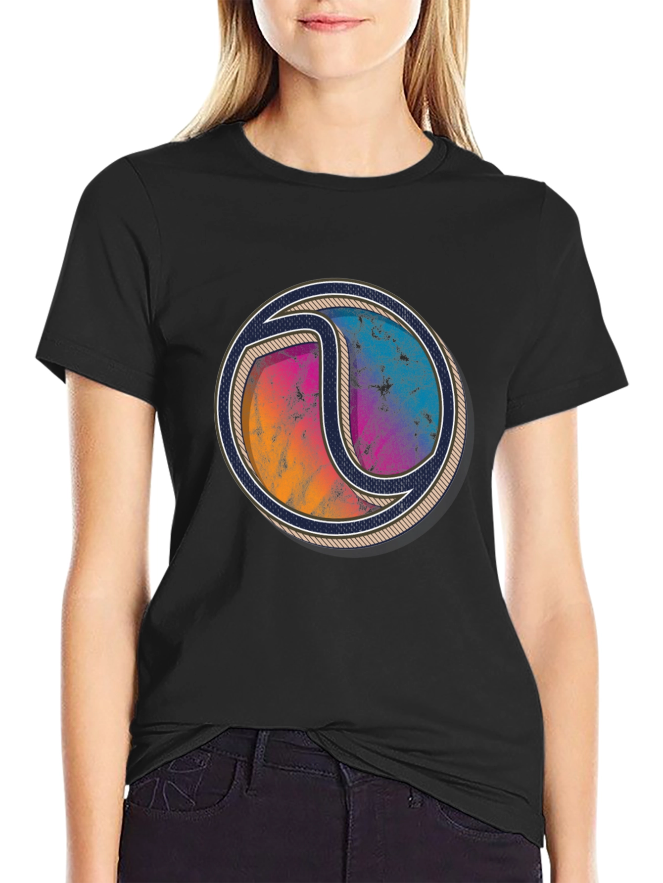 Abstract Circle Graphic Print Crew Neck T-Shirt