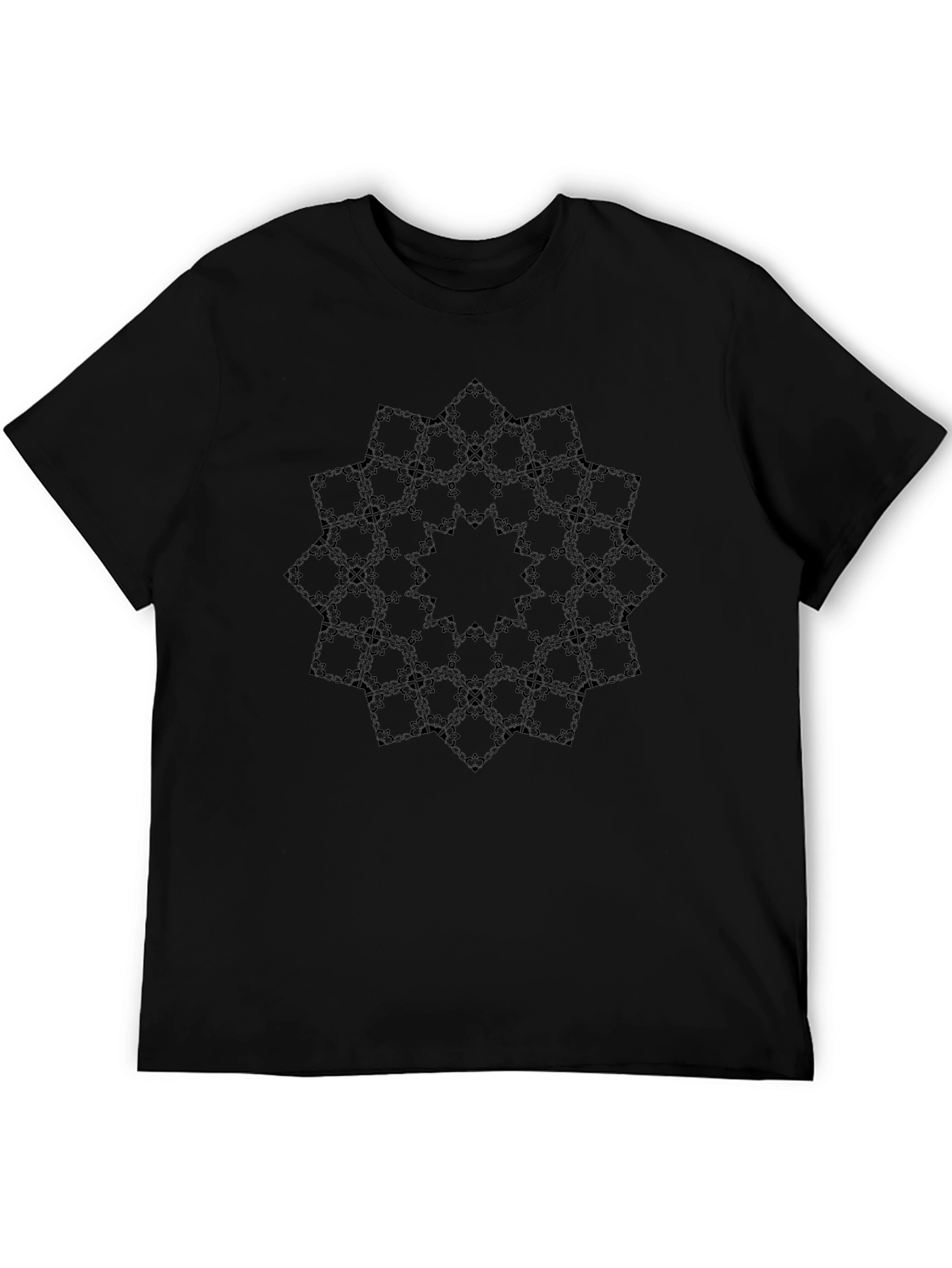 Abstract Fractal Pattern Black T-Shirt