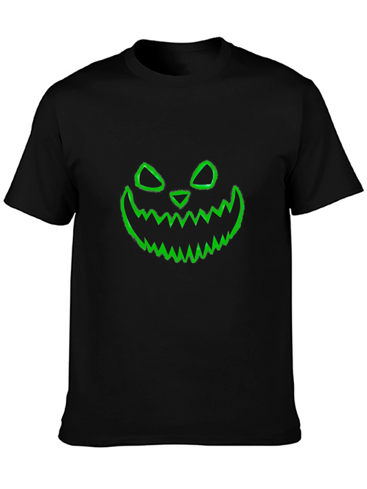 Halloween Pumpkin Face Graphic Black T-Shirt