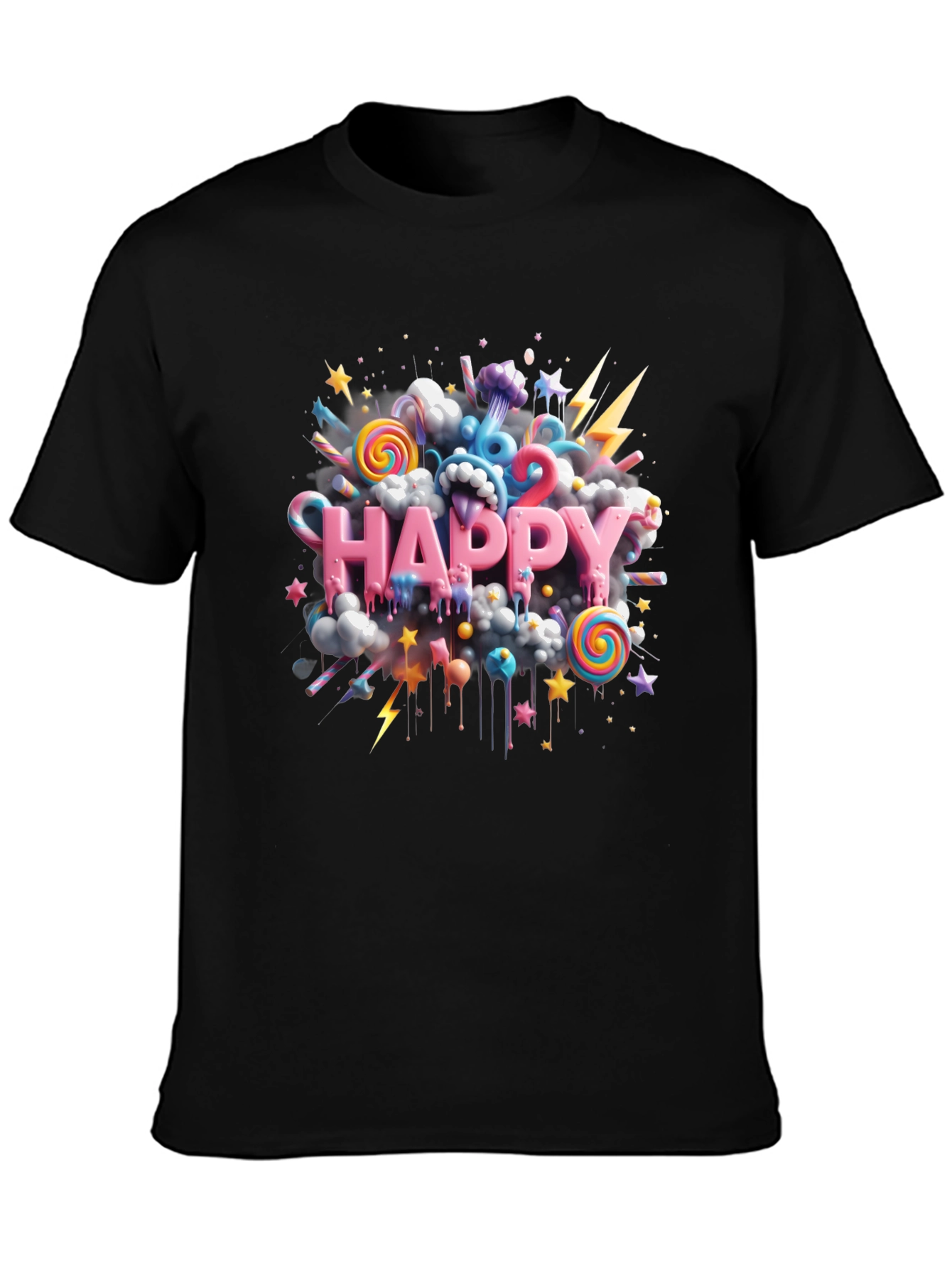 Happy Candy Burst Graphic T-Shirt