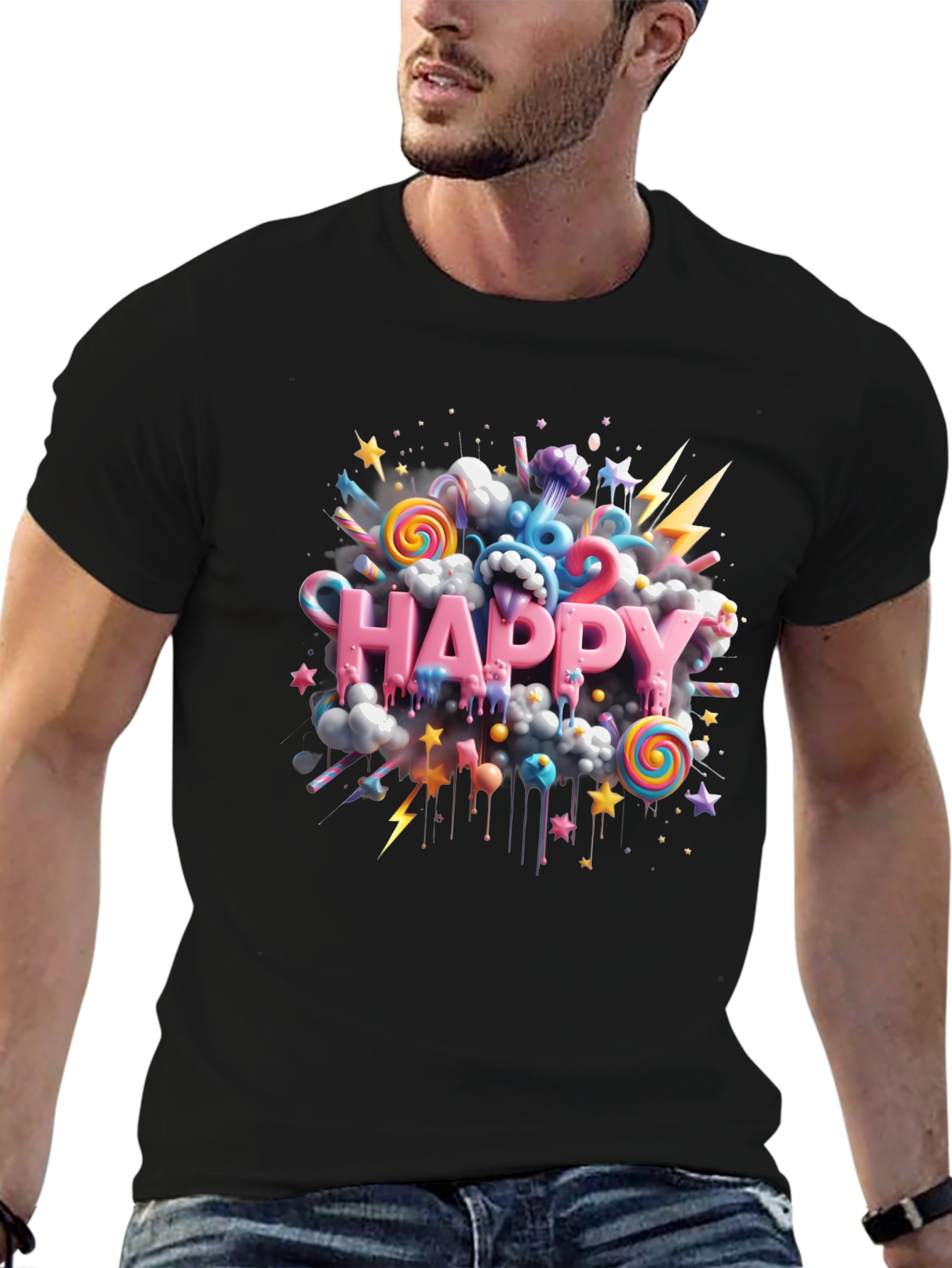 Happy Candy Burst Graphic T-Shirt