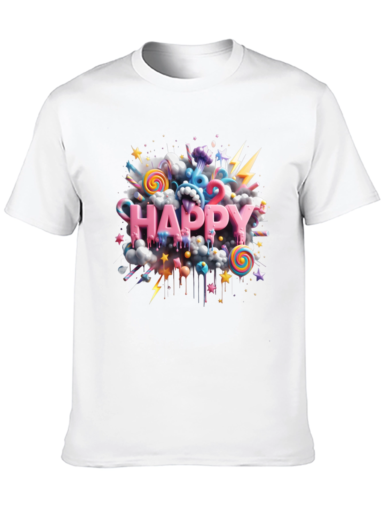 Happy Candy Burst Graphic T-Shirt