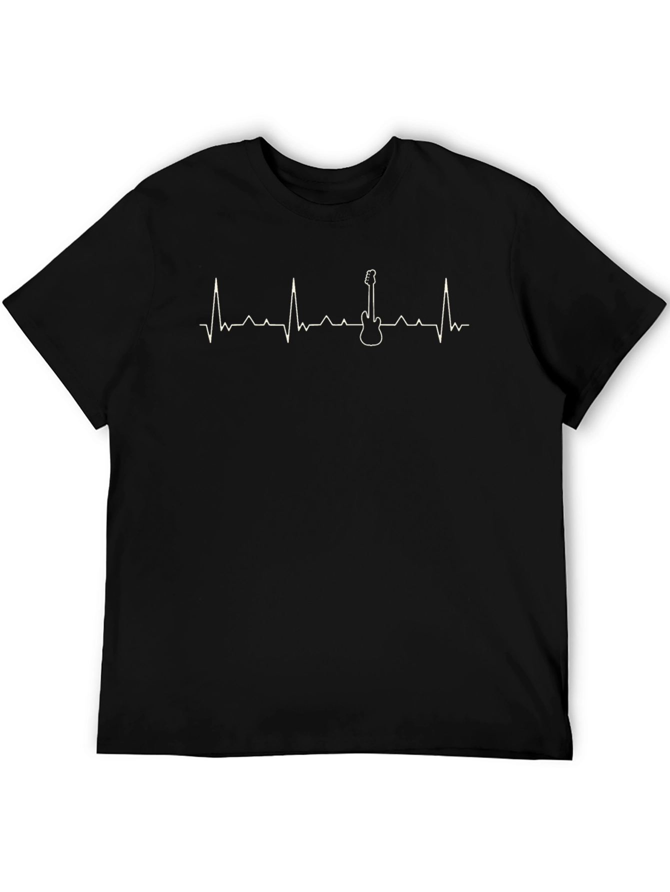 Guitar Heartbeat Graphic Tee - Black