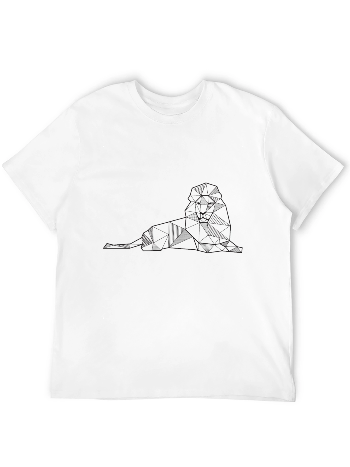 Geometric Lion Graphic Tee - Stylish Black T-Shirt