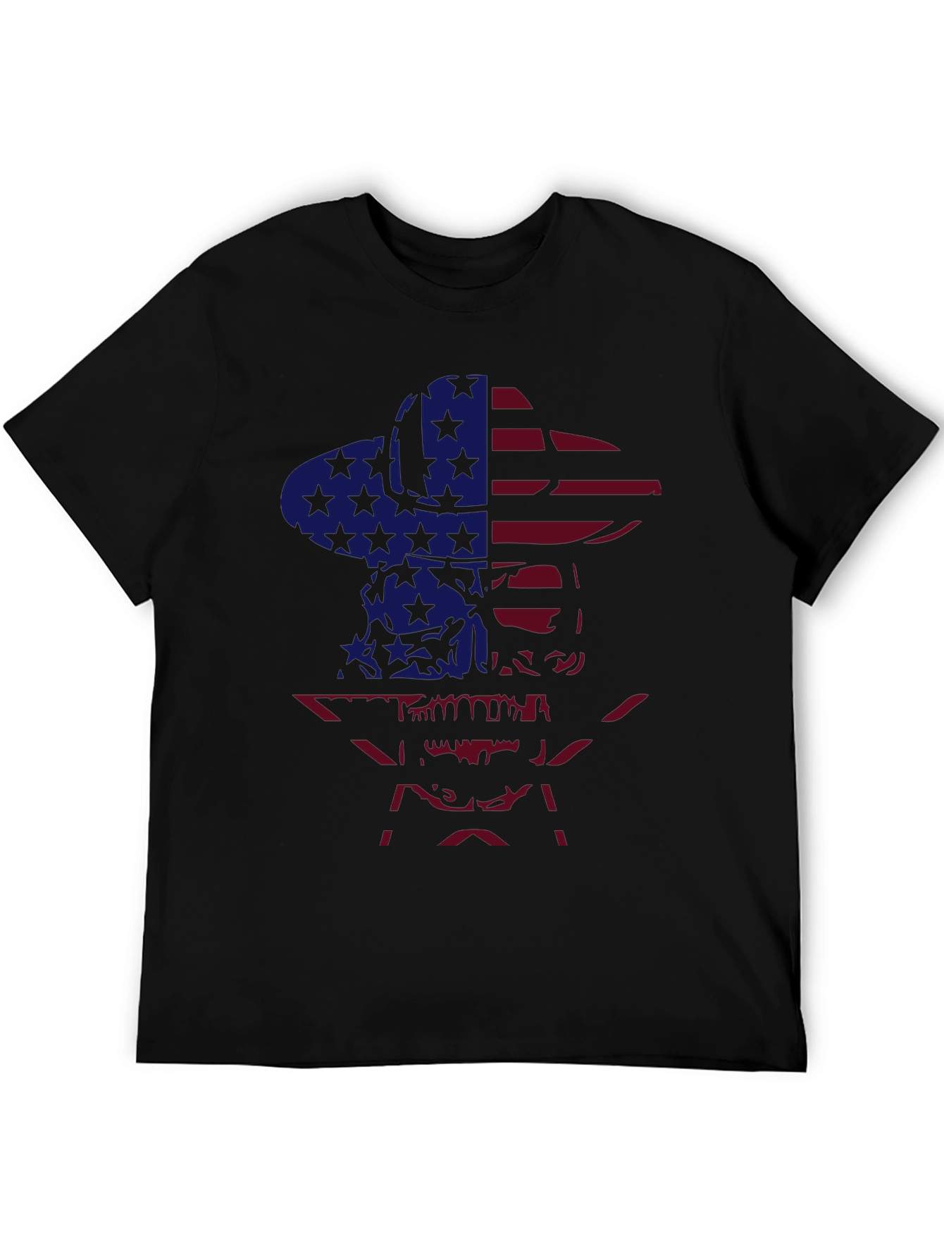 American Flag Cowboy Skull Graphic T-Shirt
