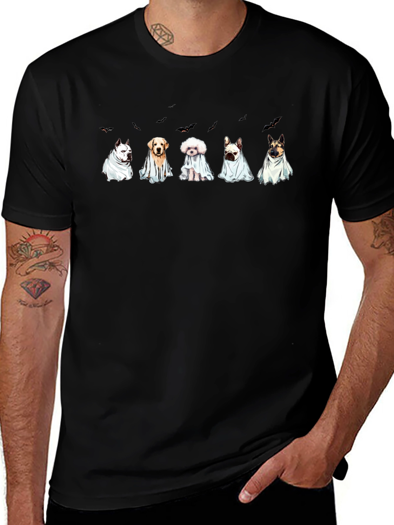 Ghost Dog Halloween T-Shirt - Black