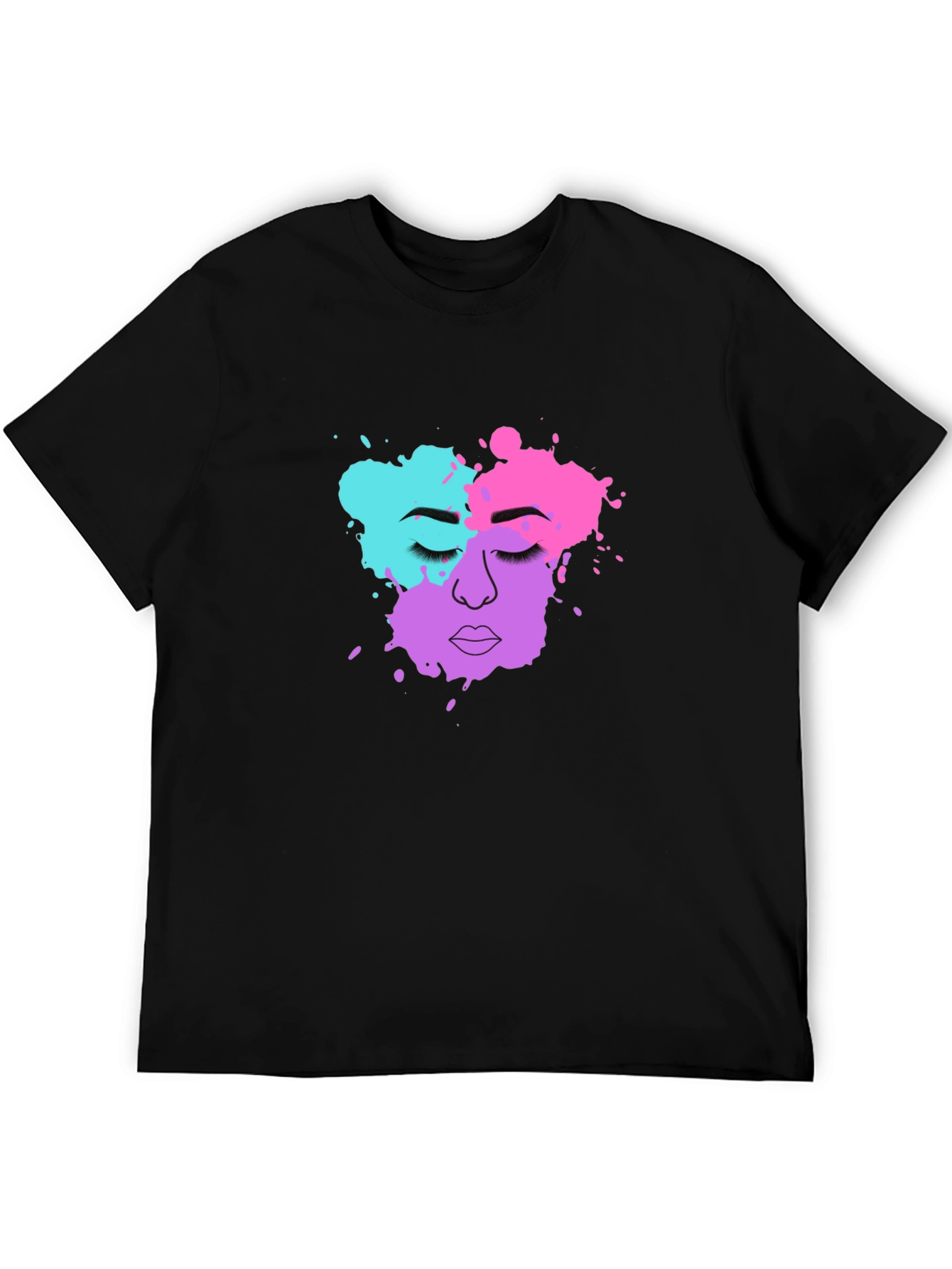 Abstract Face Graphic T-Shirt - Stylish Crew Neck Tee