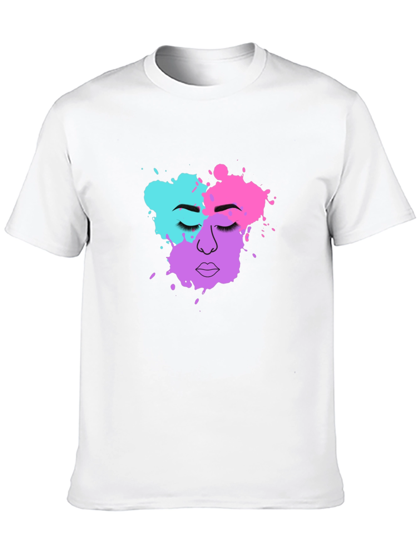 Abstract Face Graphic T-Shirt - Stylish Crew Neck Tee