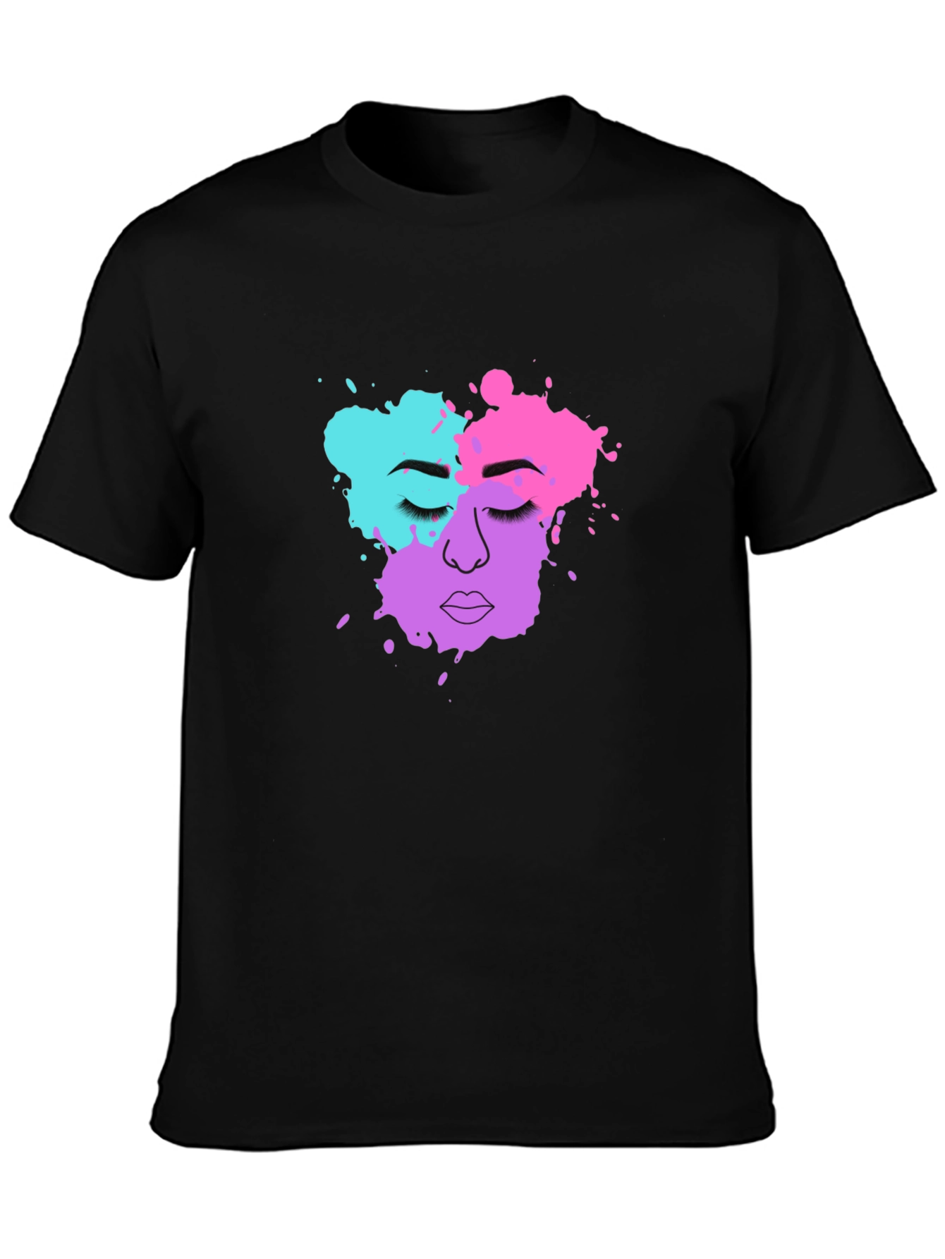 Abstract Face Graphic T-Shirt - Stylish Crew Neck Tee