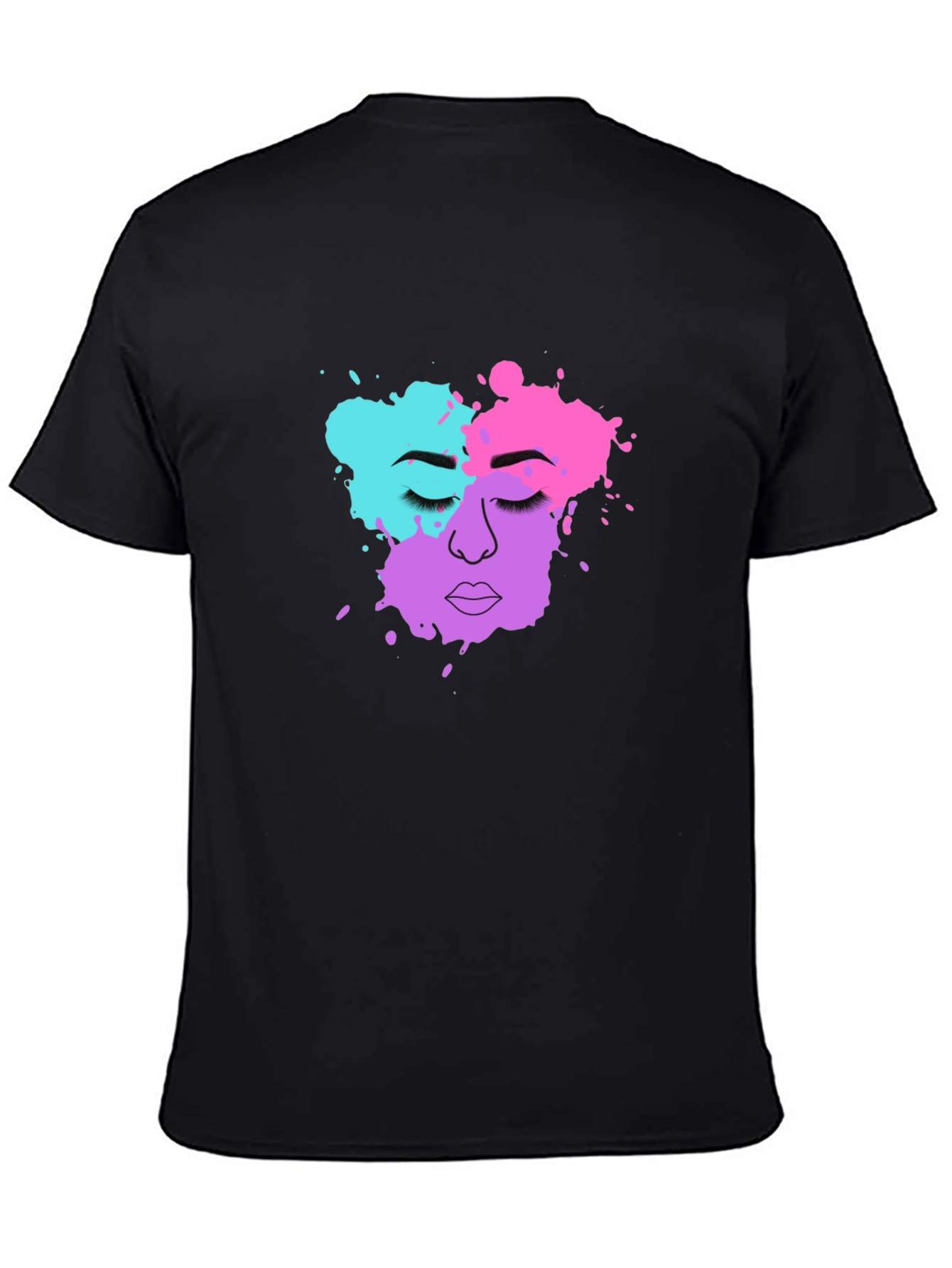Abstract Face Graphic T-Shirt - Stylish Crew Neck Tee