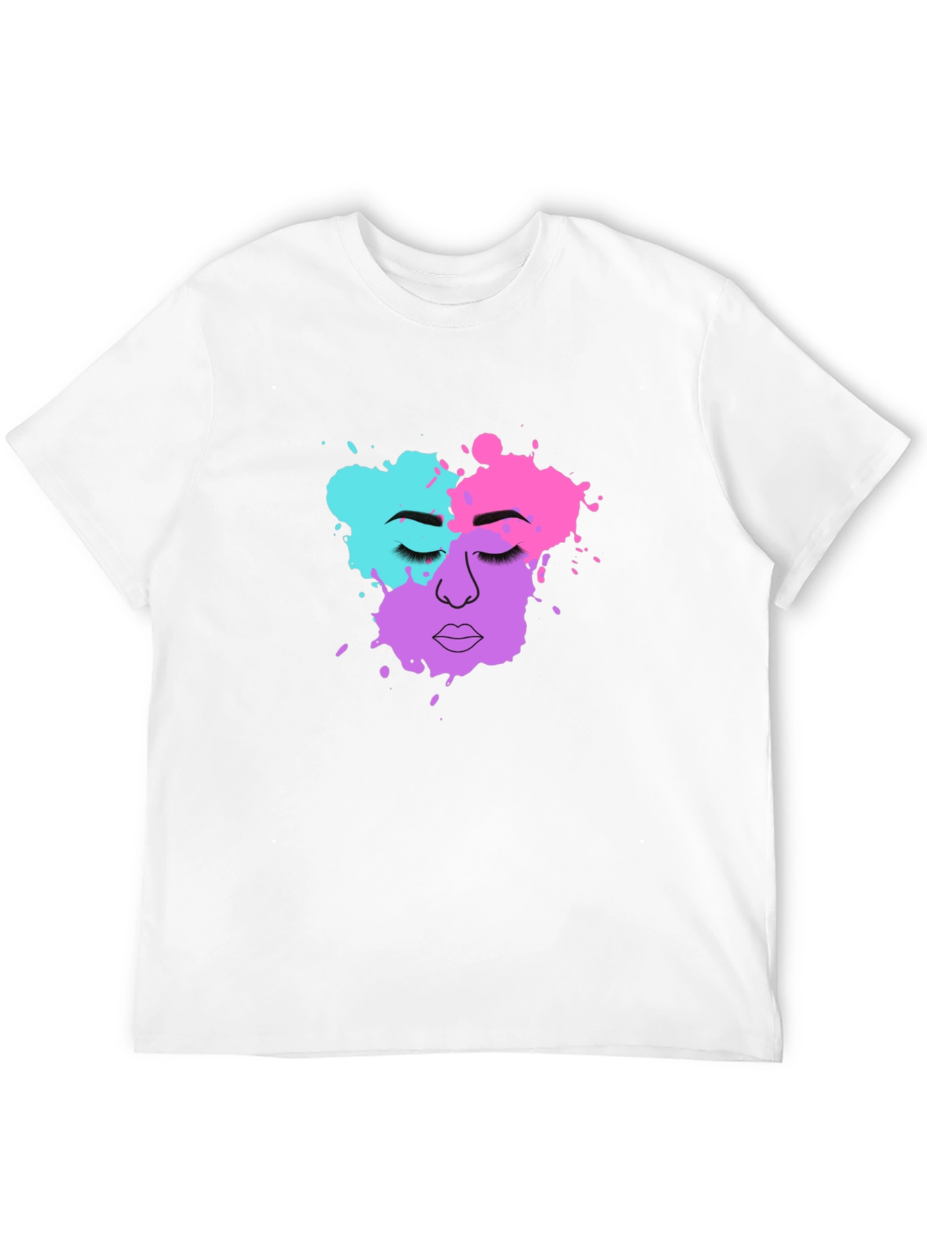 Abstract Face Graphic T-Shirt - Stylish Crew Neck Tee