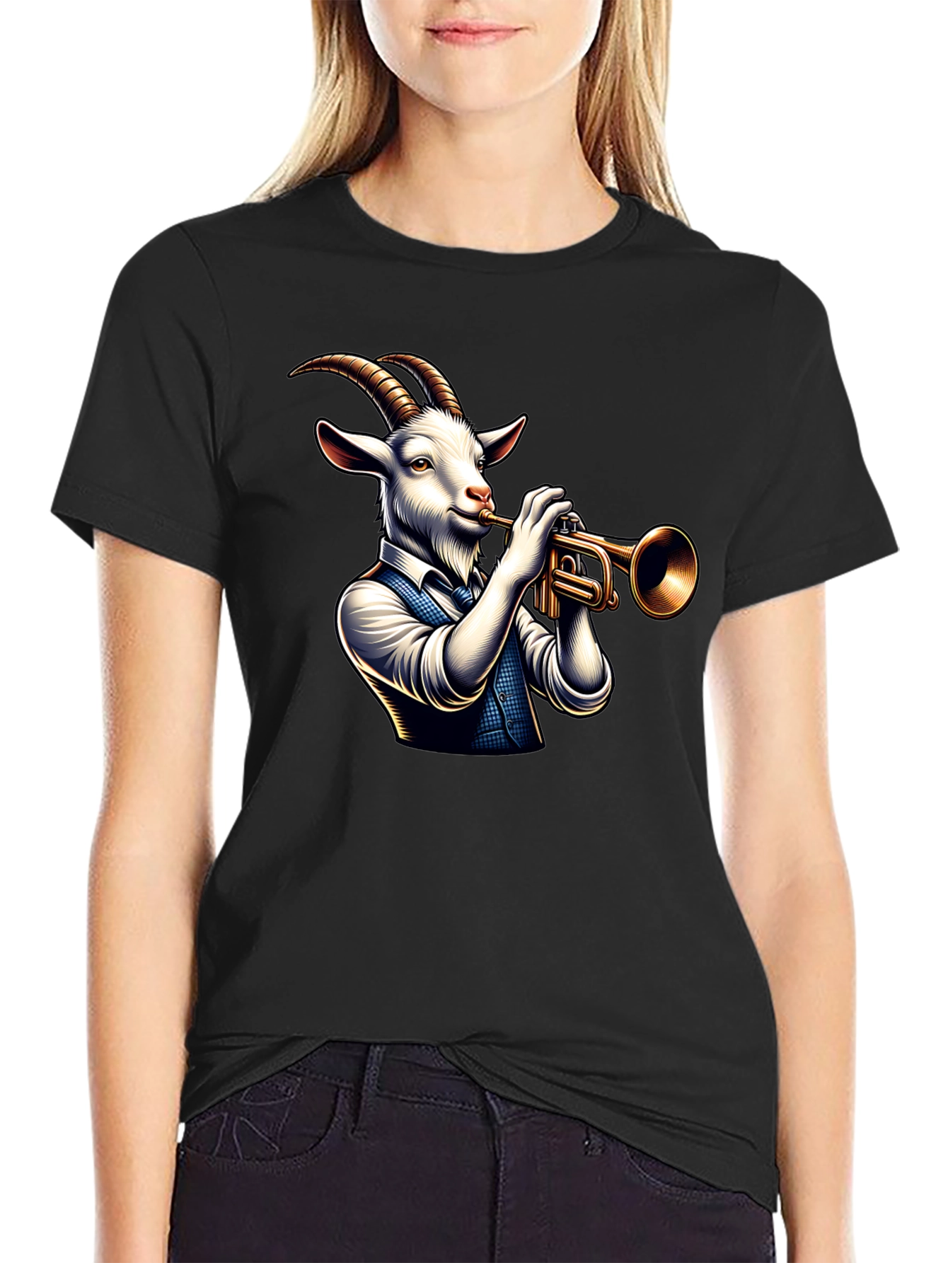 Goat Trumpet Player Graphic Tee