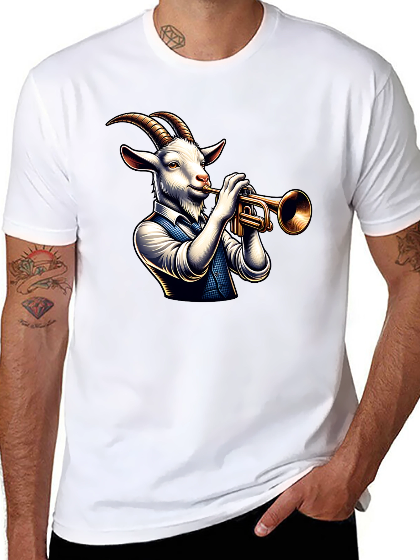 Goat Trumpet Player Graphic Tee