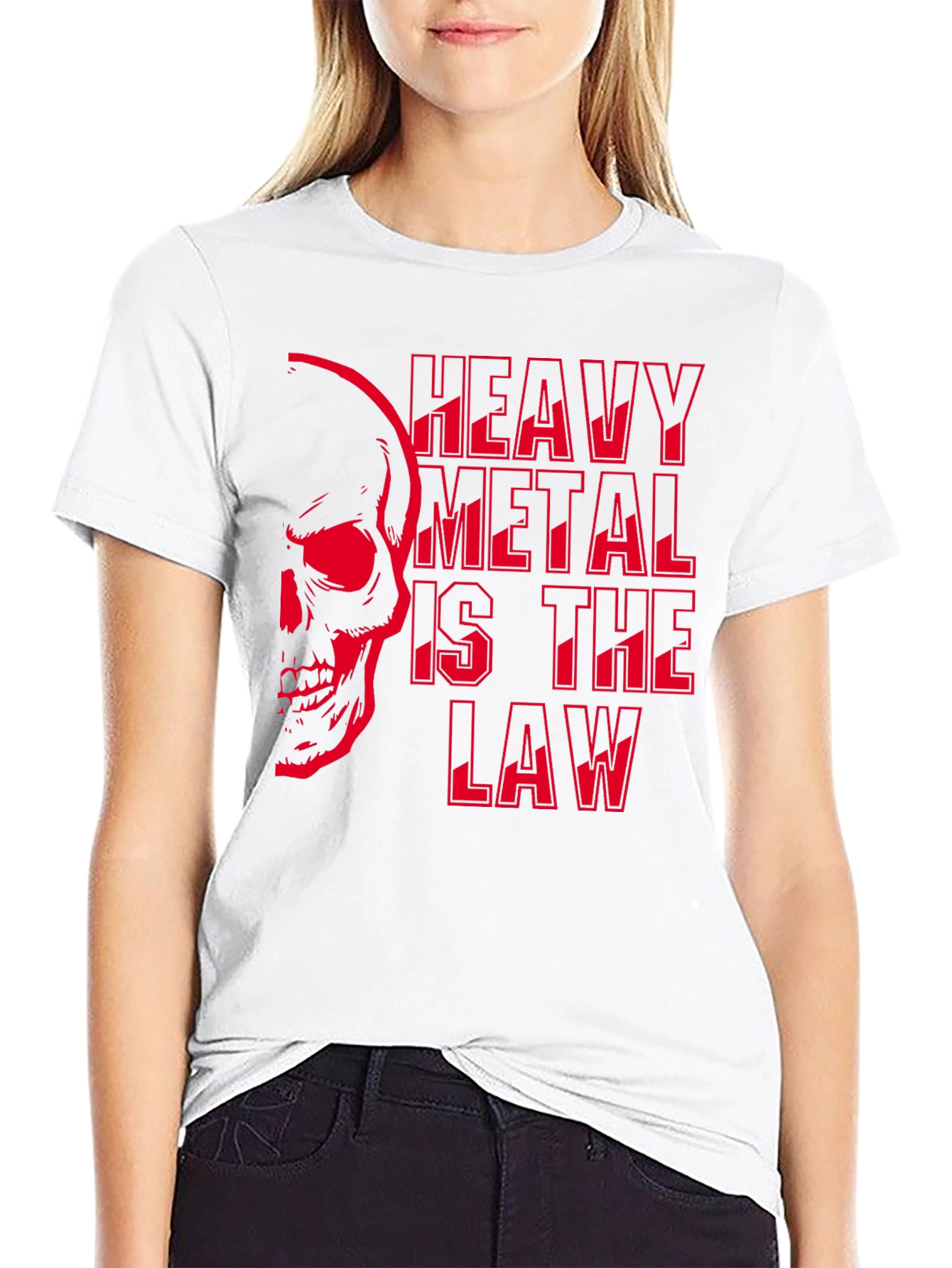 Heavy Metal Law Skull Graphic T-Shirt