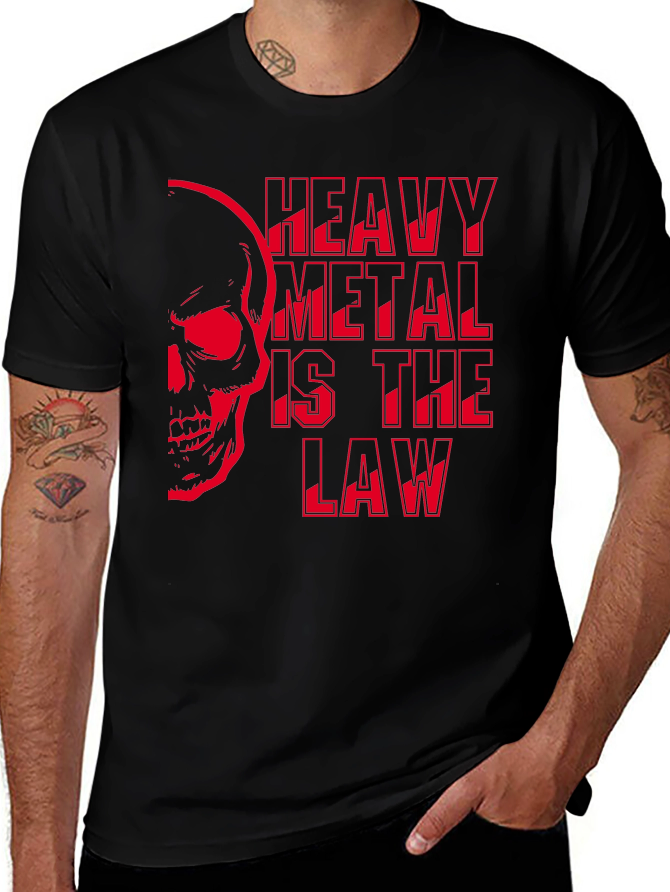 Heavy Metal Law Skull Graphic T-Shirt
