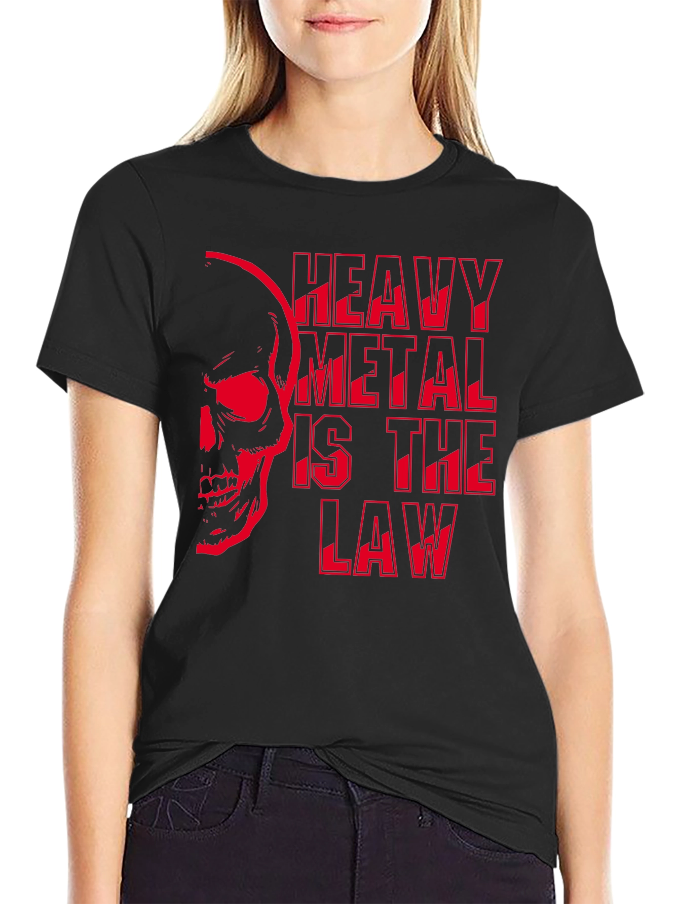 Heavy Metal Law Skull Graphic T-Shirt