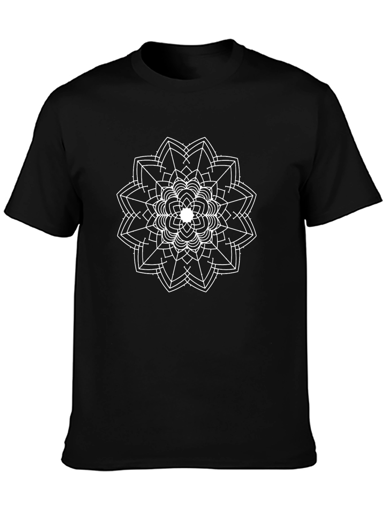 Geometric Mandala Graphic Tee - Black